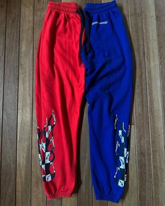 Chrome Hearts Red and Black Patched Chrome Hearts Jeans