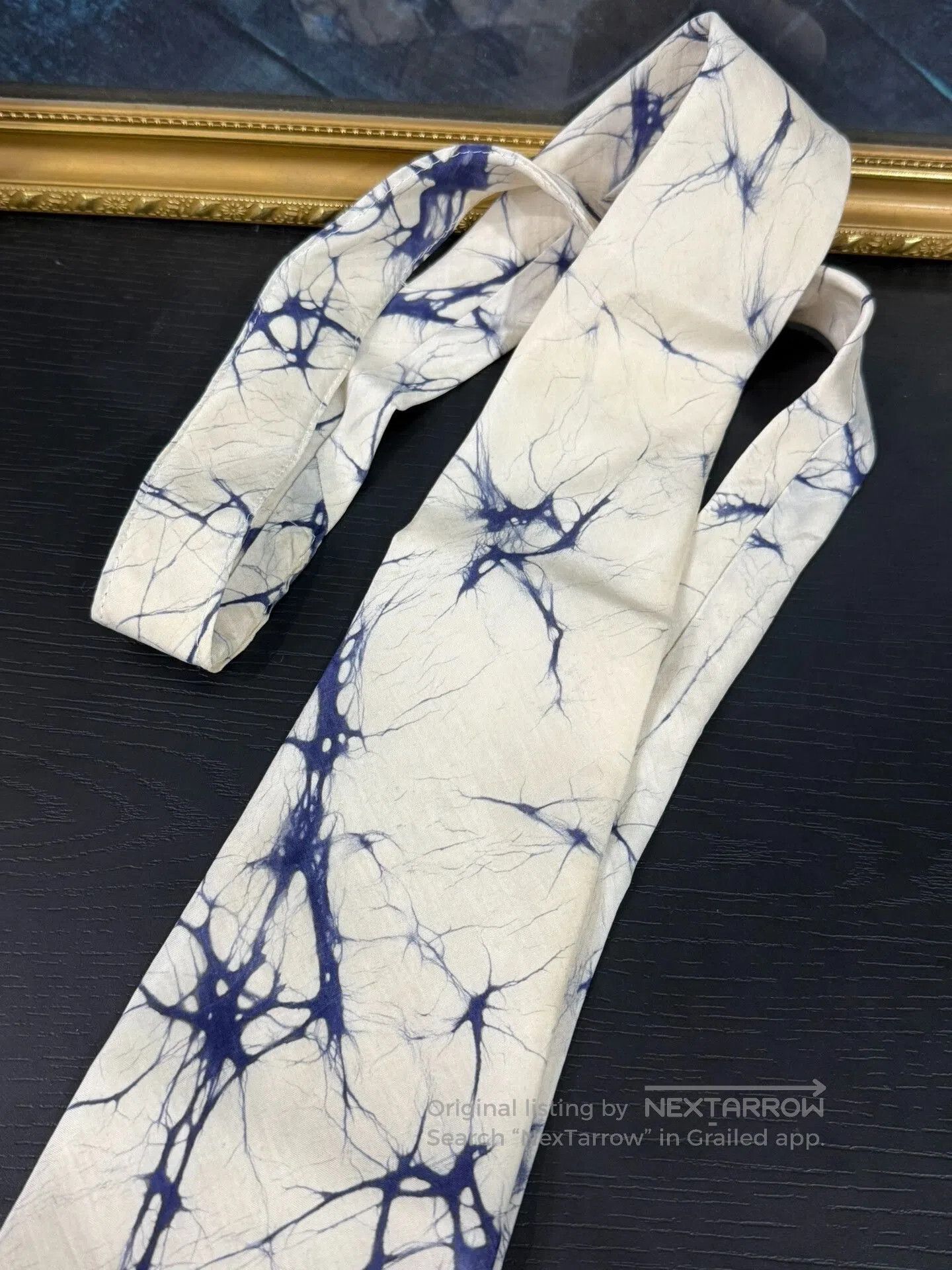 Comme des Garcons Homme Plus Comme des Garcons Blue Printed Silk Tie. Size ONE SIZE - 3 Thumbnail