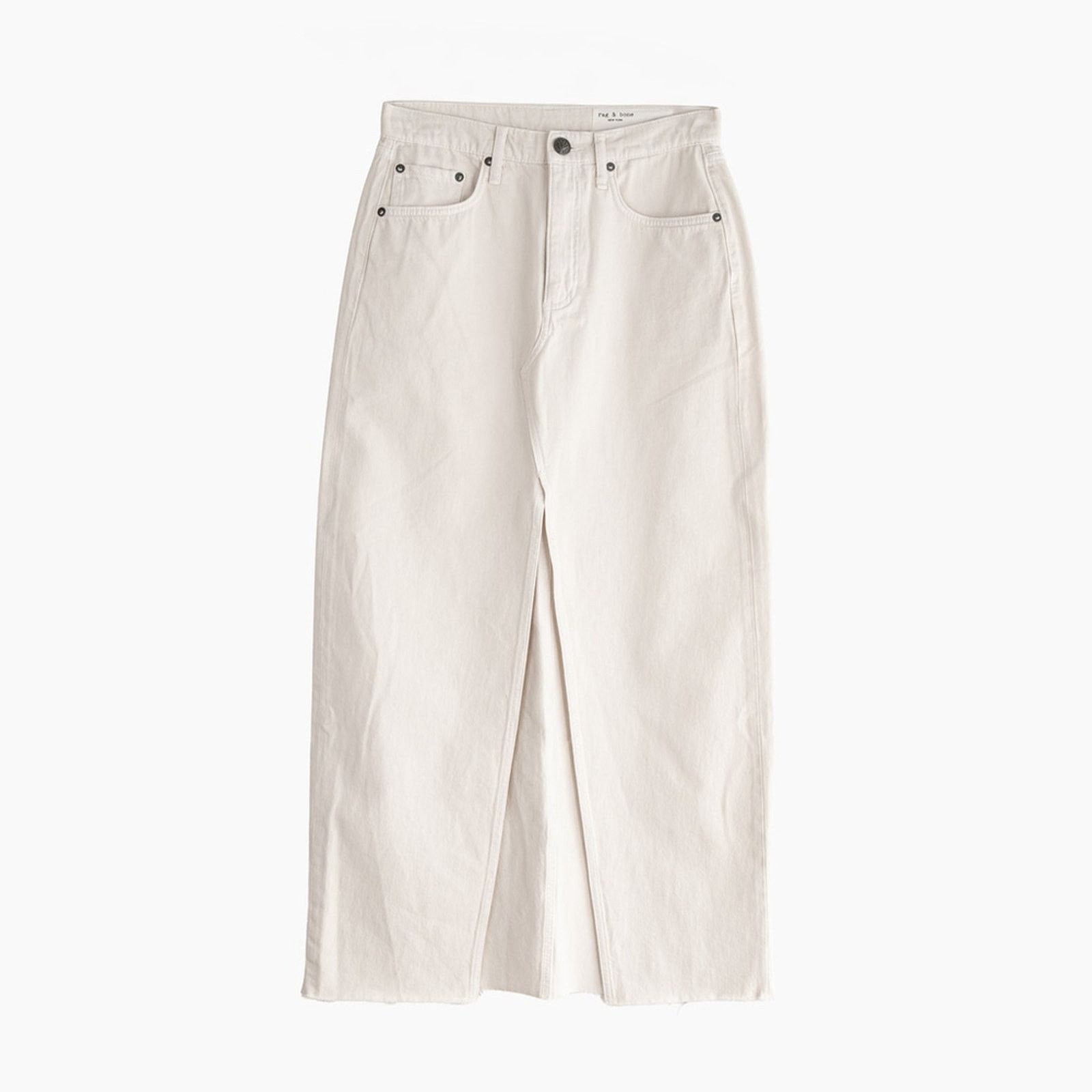 Rag & Bone NWT Rag & Bone Avery Denim Maxi Skirt Front Slit Ecru Sz 25 Size 25" / US 0 / IT 36 - 2 Thumbnail