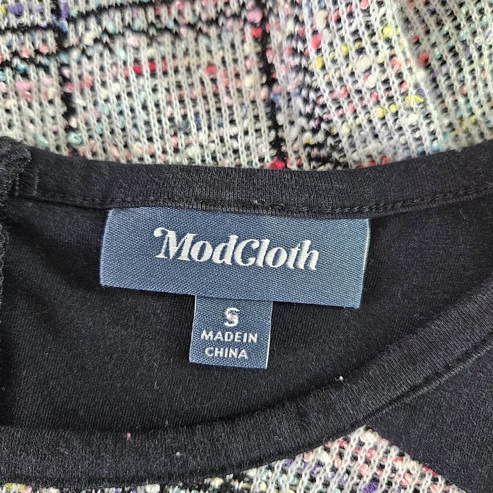 Vintage VINTAGE? No. ModCloth Womens Tweed Dress Sz Small Black Pink Sleeveless Size S / US 4 / IT 40 - 5 Thumbnail