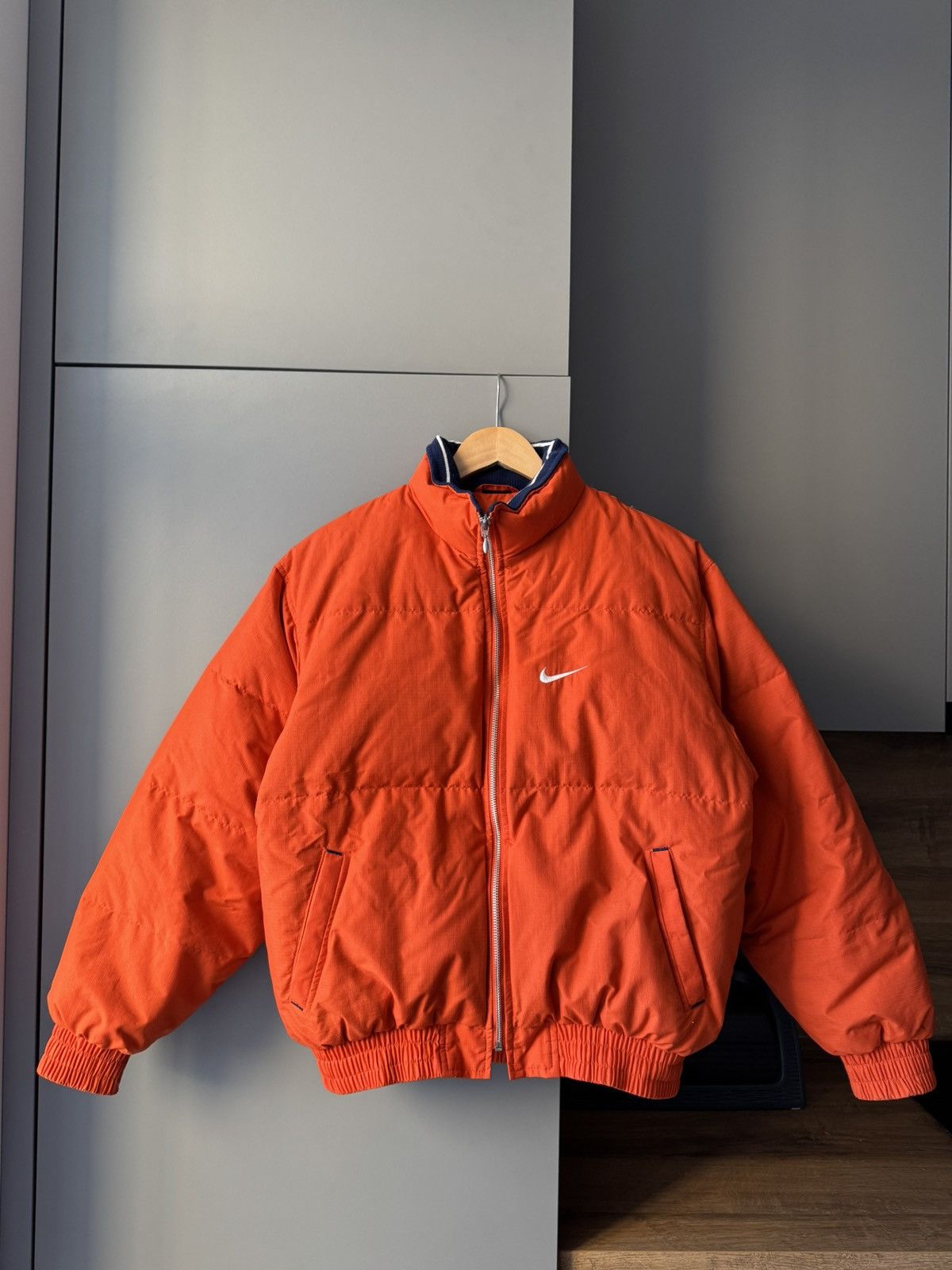 Nike × Vintage Vintage Nike Big Logo Down Jacket Puffer Drill Y2k Size M / US 6-8 / IT 42-44 - 2 Thumbnail