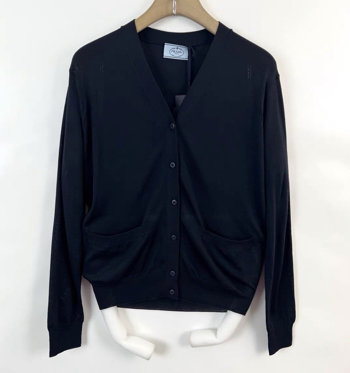 Prada PRADA Navy Blue Thin Knit Cardigan K12 Size US XS / EU 42 / 0 - 1 Thumbnail