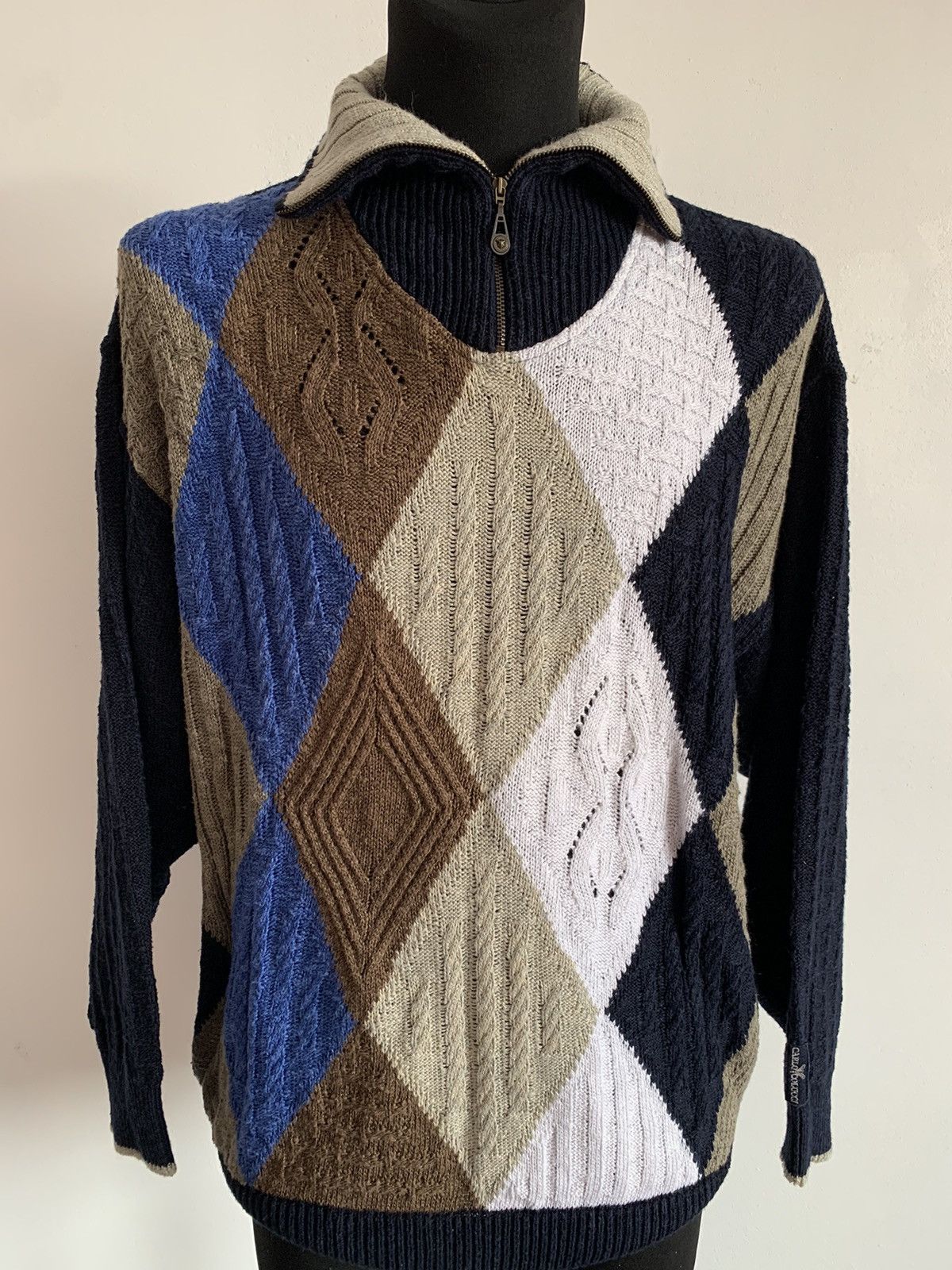 Carlo Colucci × Vintage Carlo Colucci 1/4 Zip Knit Sweater 54 size Men’s Size US L / EU 52-54 / 3 - 3 Thumbnail
