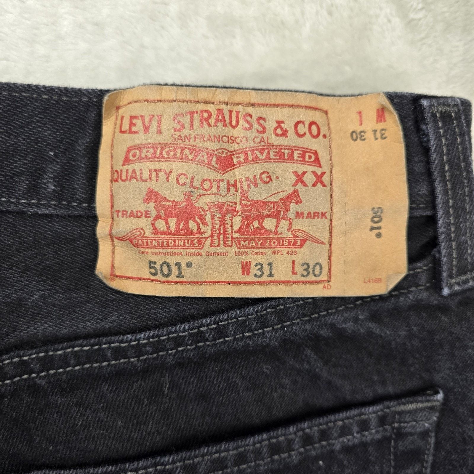 Levi's Levis 501 Jeans 31x30 (Fits 30x29) Black Straight Leg Y2K Size US 30 / EU 46 - 9 Thumbnail