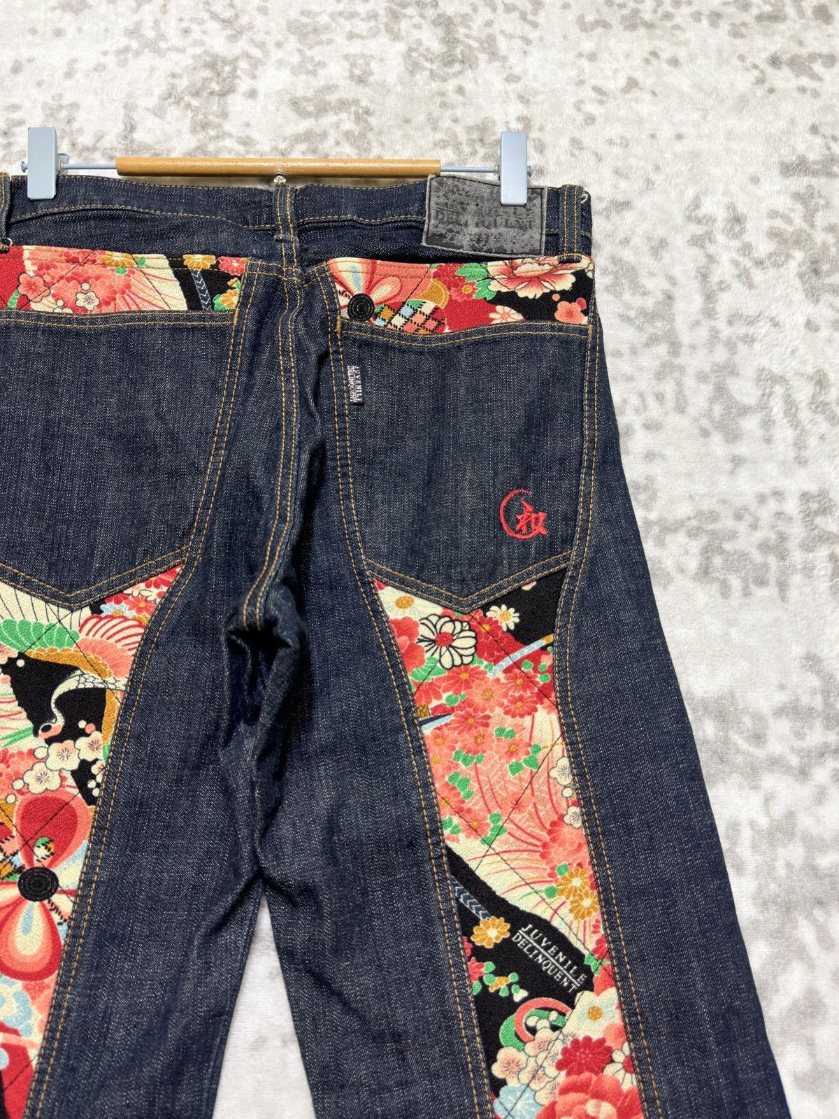 Karakuri Tamashii Juvenile Delinquent Wagara Kimono Panel Straight Denim Jeans Size US 30 / EU 46 - 10 Thumbnail