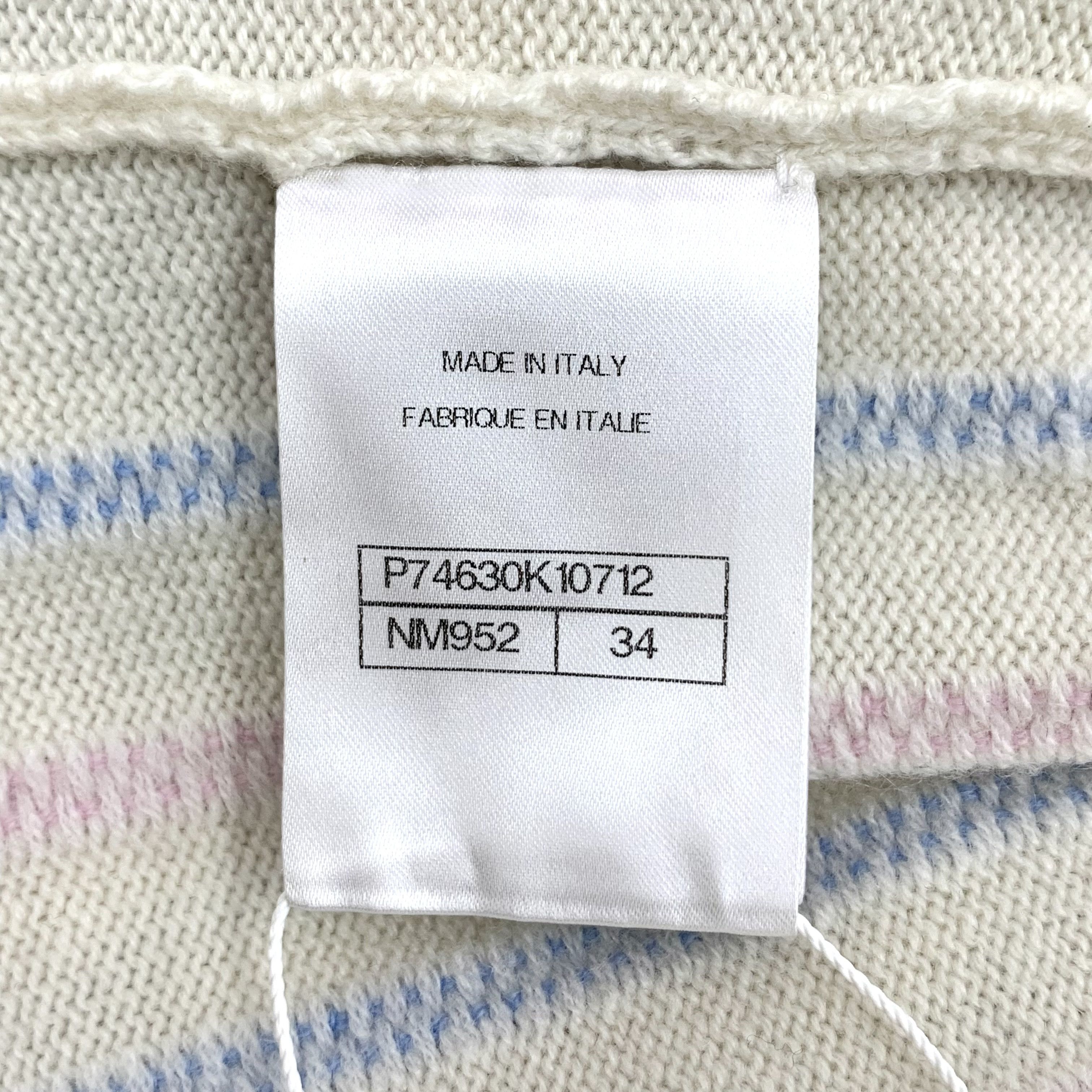 Chanel Chanel Striped Cashmere Knit Top Beige (34) Size XS / US 0-2 / IT 36-38 - 8 Thumbnail