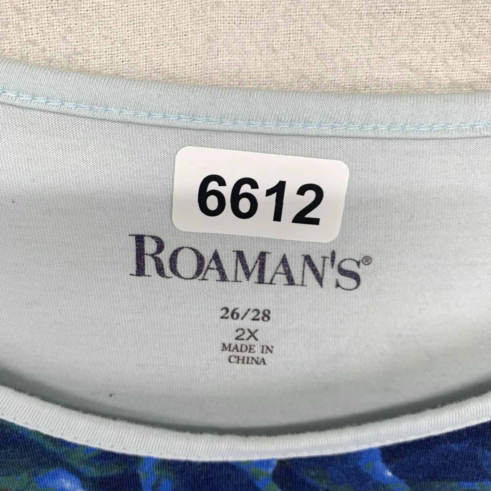 Vintage VINTAGE Roaman's Women's 2X Paris Floral T-Shirt Casual Short Sleeve Cotton Rayon Blue All Seasons Size XXL / US 16-18 / IT 52-54 - 4 Thumbnail