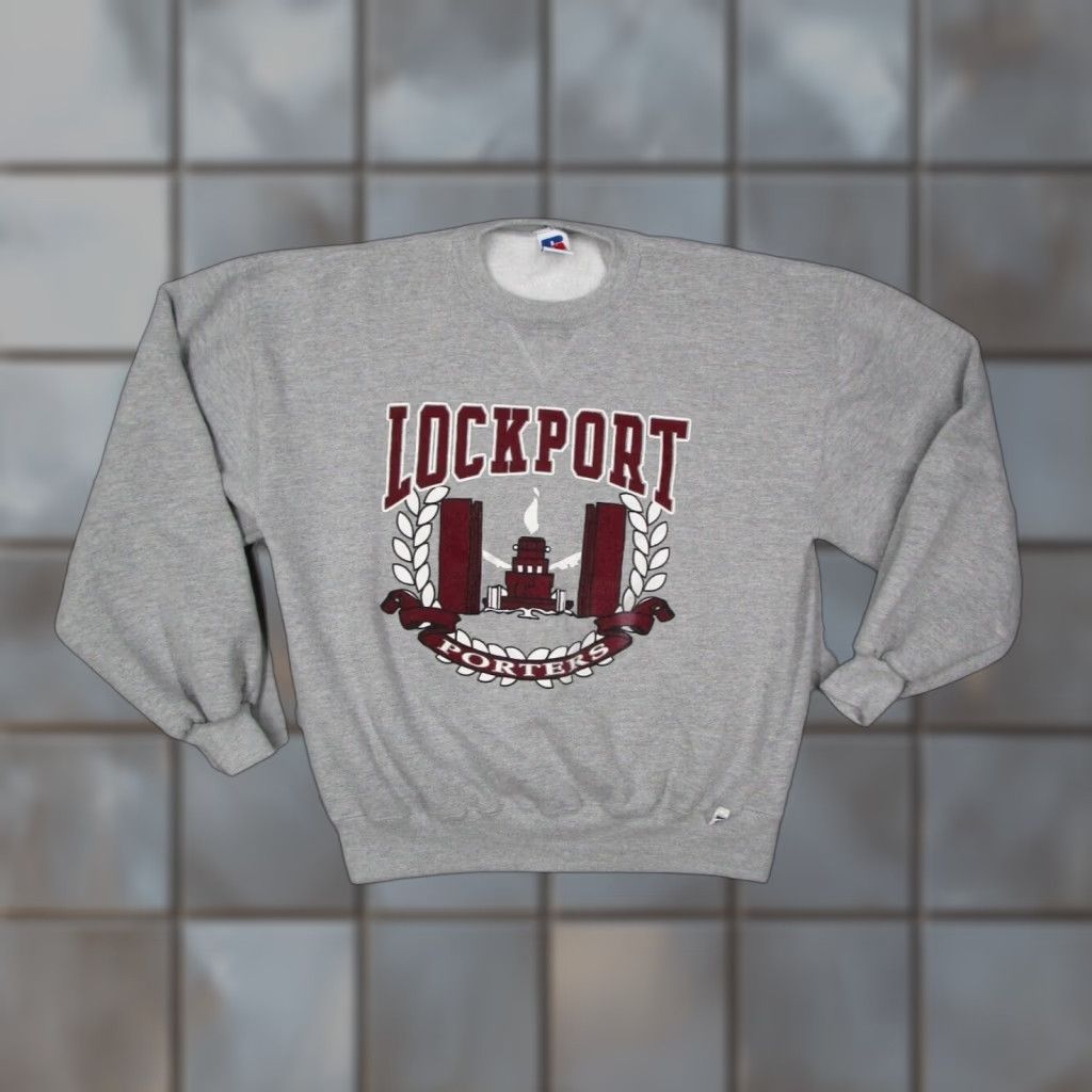 Russell Athletic VINTAGE Russell Athletic Sweatshirt Mens L Gray Logo Pullover Crew Neck Cotton Polyester Blend USA Made in USA Size US L / EU 52-54 / 3 - 1 Thumbnail