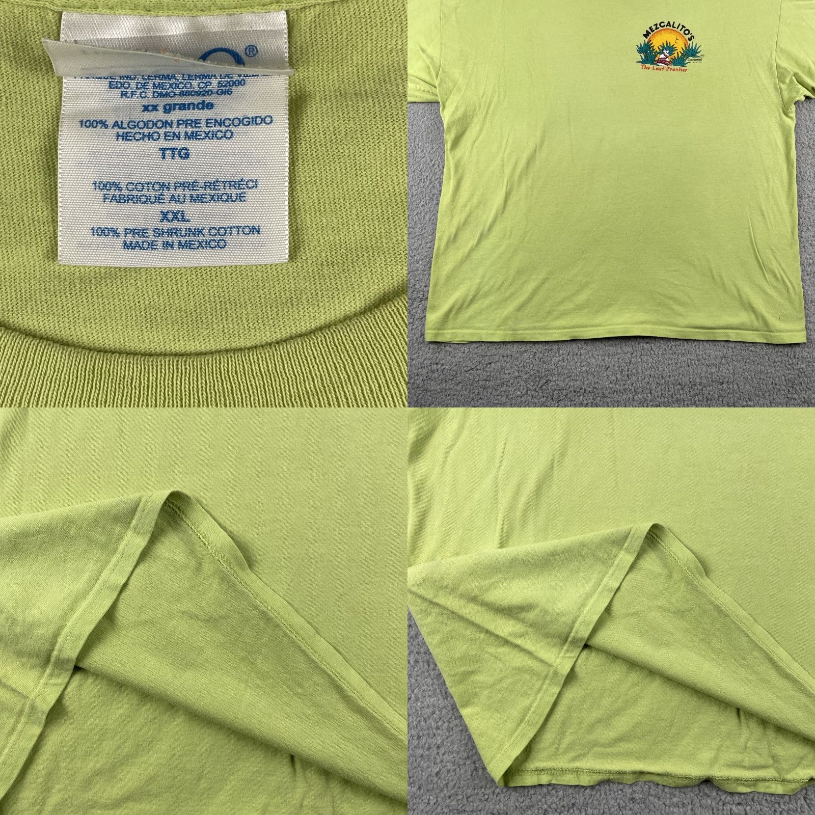 Vintage Vtg M&O Knits XXL Mezcalito’s The Last Frontier Cozumel Mexico Shirt Lime Green Men T-Shirt Crew Neck Cotton Knit Short Sleeve Size US XXL / EU 58 / 5 - 8 Thumbnail