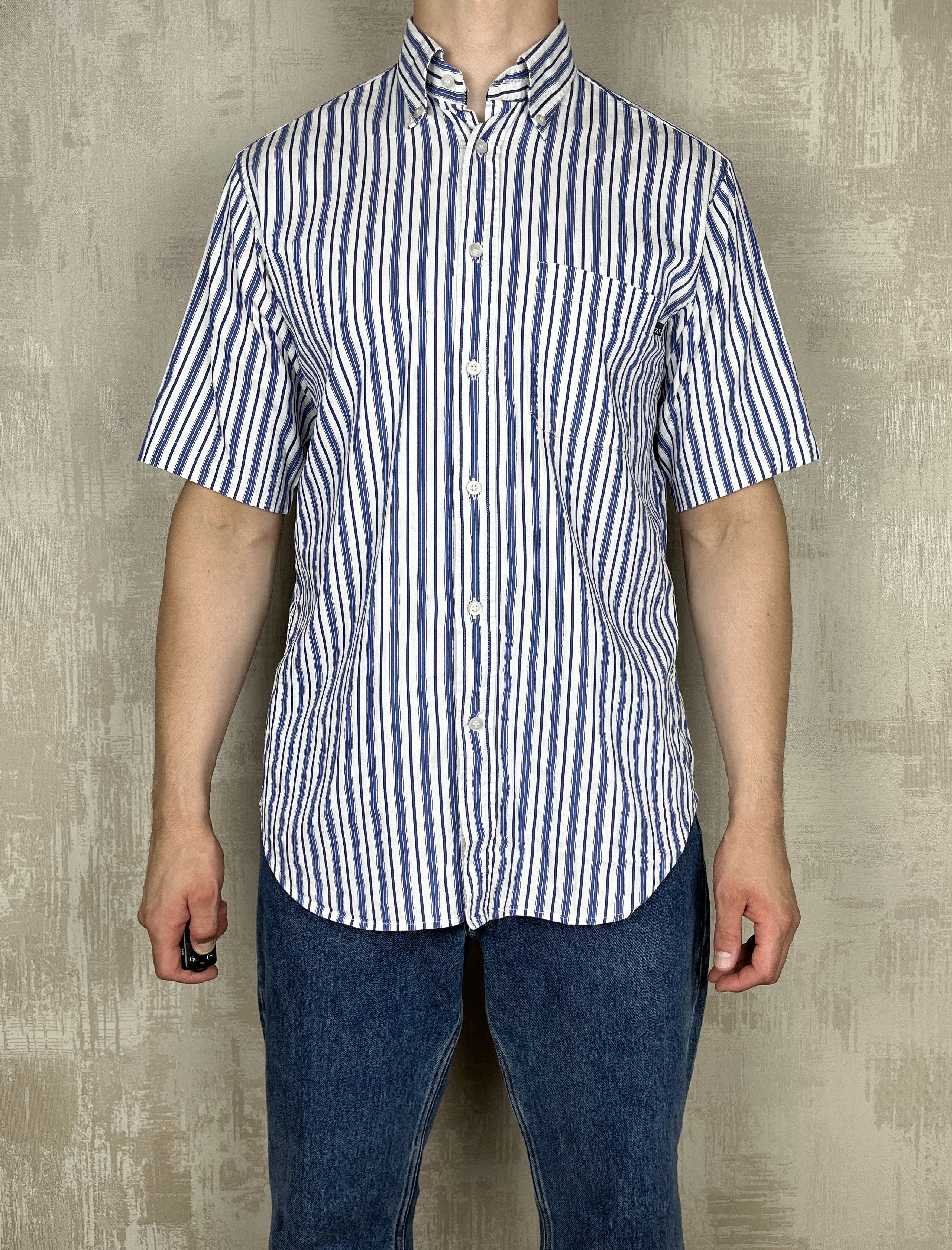 Ermenegildo Zegna Zegna Sport Striped Short Sleeve Shirt Cotton Button Down Size US L / EU 52-54 / 3 - 1 Thumbnail