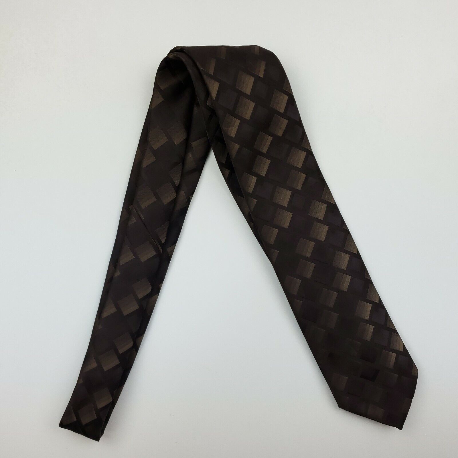 John Ashford John Ashford Polyester Brown Geometric Tie Skinny Size ONE SIZE - 6 Thumbnail