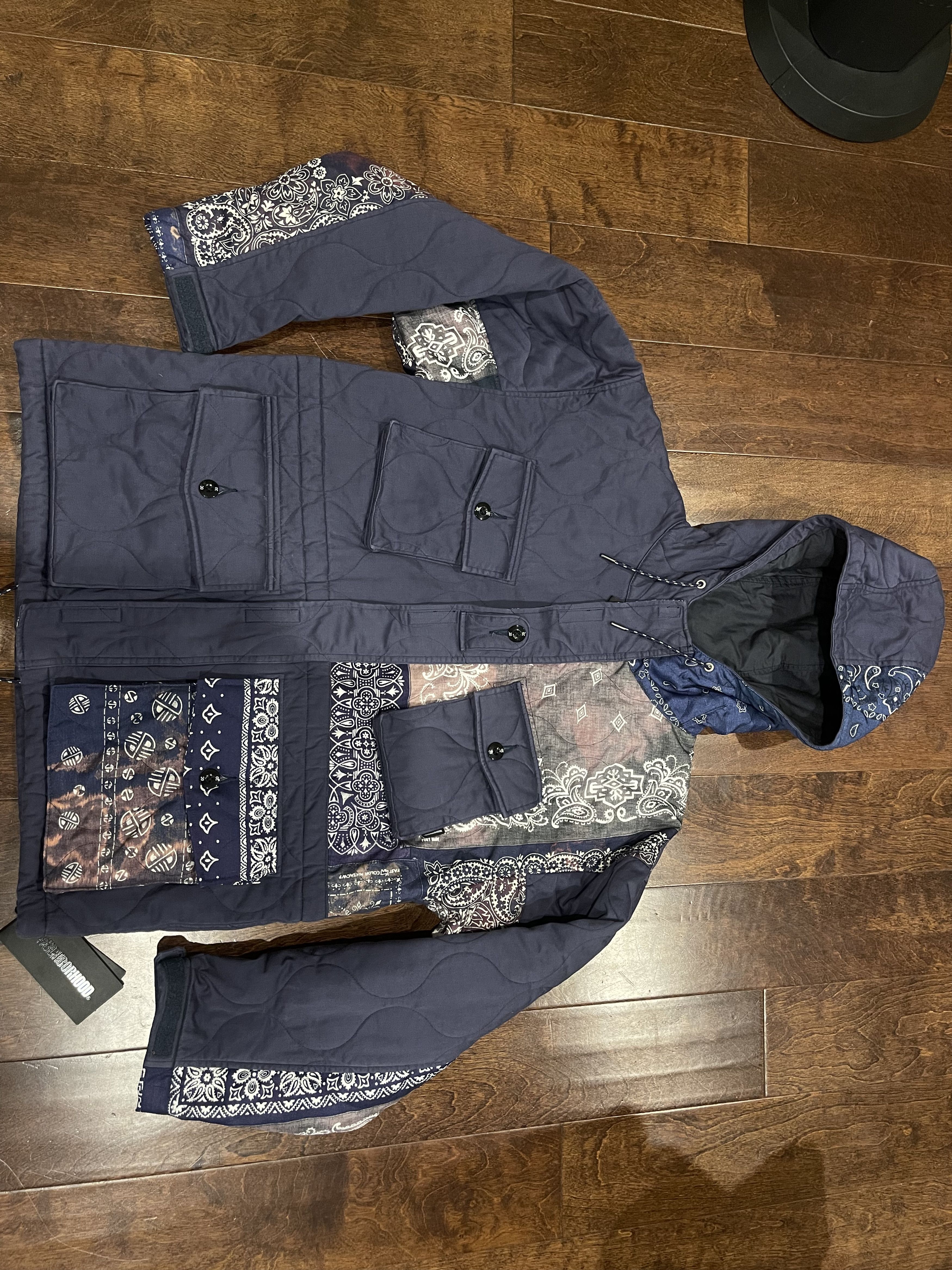 image of Neighborhood Smock Mod Ce-Jkt Jacket Bandana Patchwork Nbhd in Navy, Men's (Size Medium)