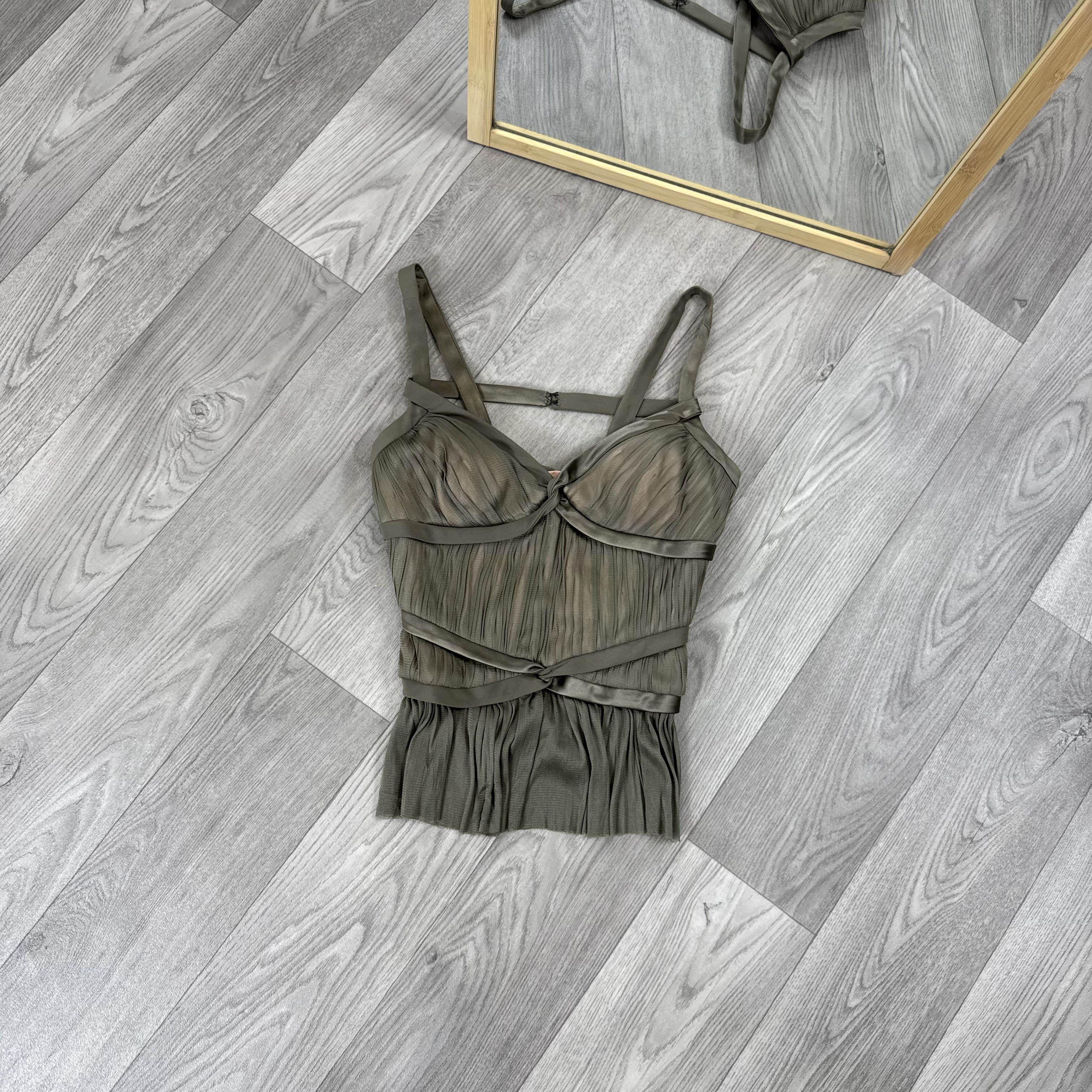 Vintage Vintage Amanda Wakeley 00s Silk Corset Style Crop Top Blouse Size M / US 6-8 / IT 42-44 - 2 Thumbnail