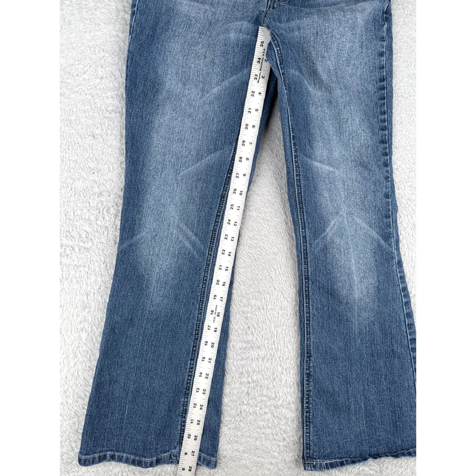 Vintage L.A. Blues Jeans Womens 8P Blue Denim Bootcut Mid Rise Distressed 27x28 Size 30" / US 8 / IT 44 - 7 Thumbnail