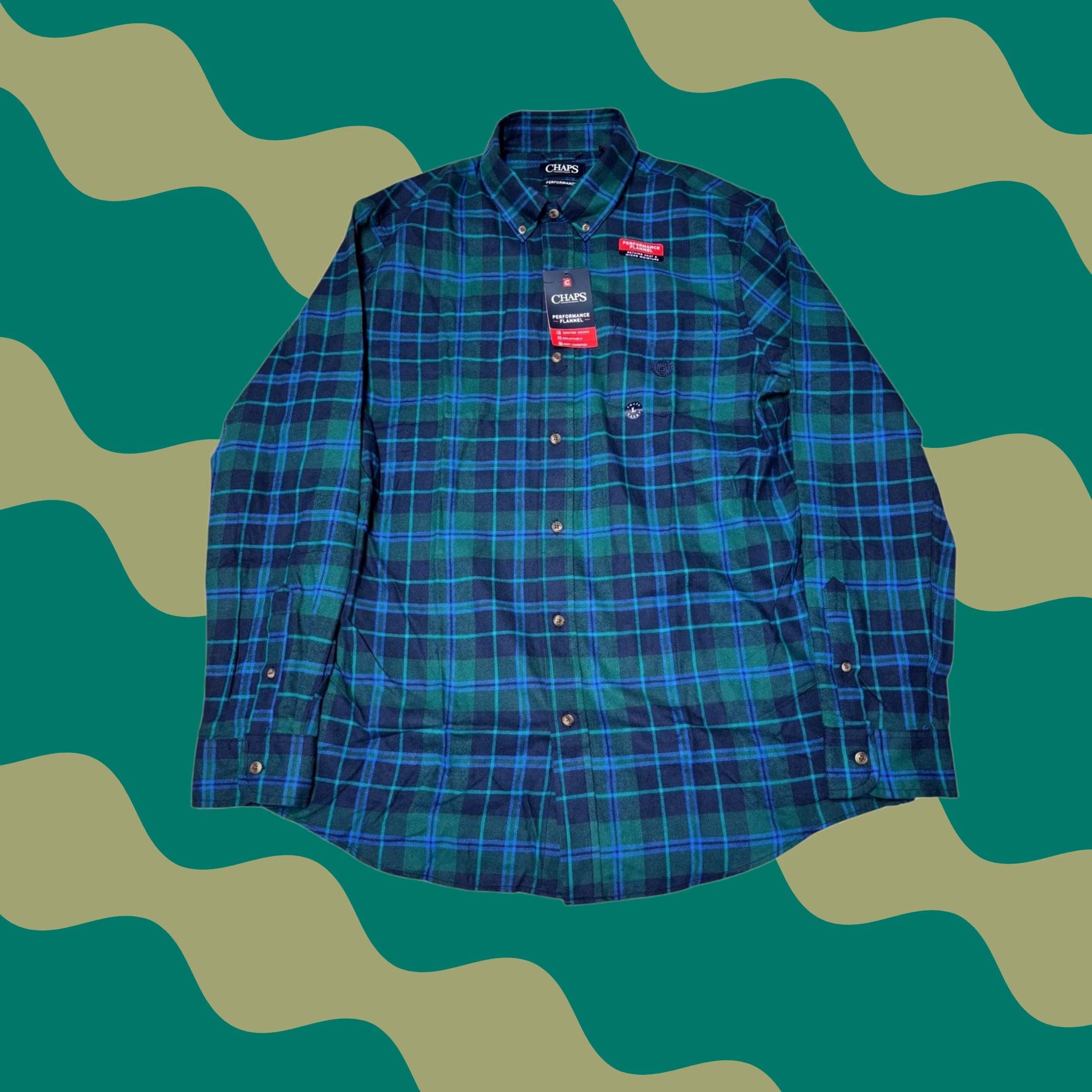 Chaps Chaps Flannel Shirt Button-Up Long Sleeve Men's L Green Plaid Size US L / EU 52-54 / 3 - 1 Thumbnail