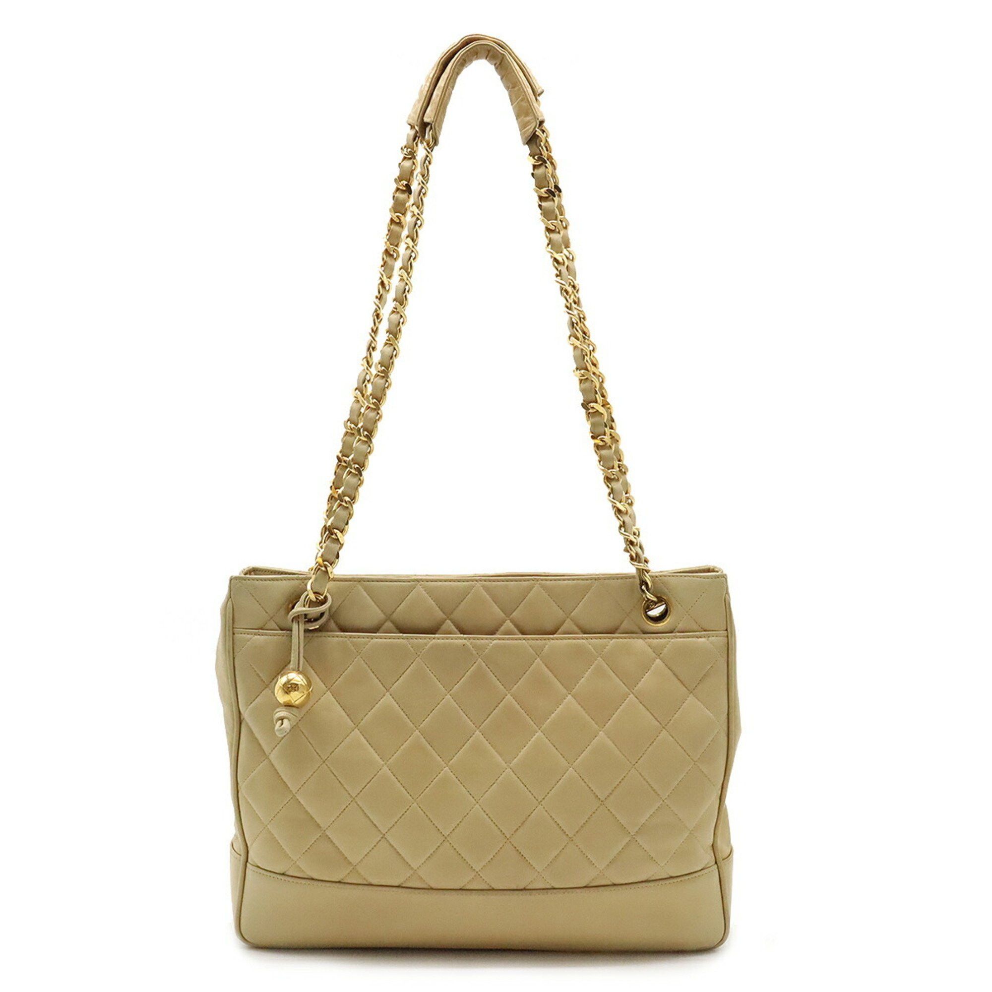 image of Chanel Matelasse Coco Ball Chain Shoulder Bag Tote Leather Beige, Women's