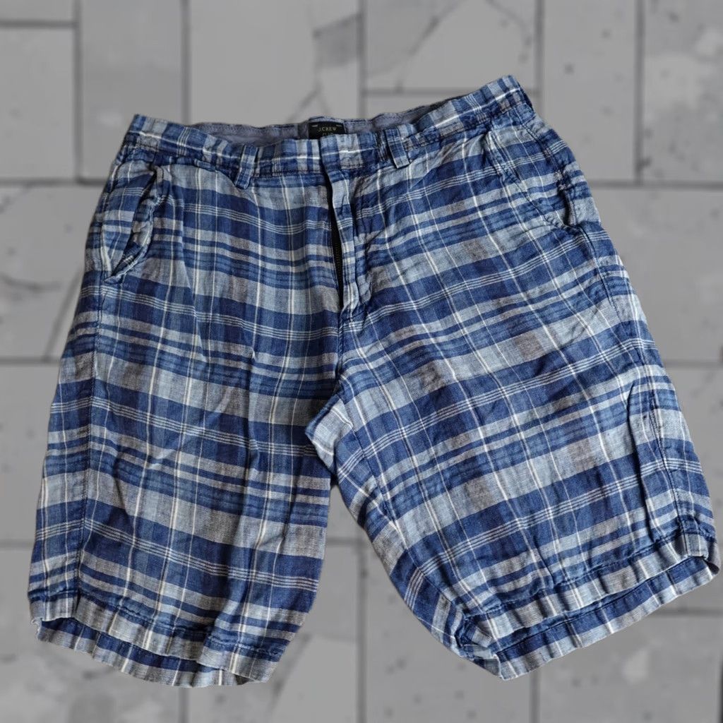 J.Crew J.Crew Mens Shorts 32 Blue Plaid Linen 10" Chino Casual Preppy Mens Size US 32 / EU 48 - 1 Thumbnail