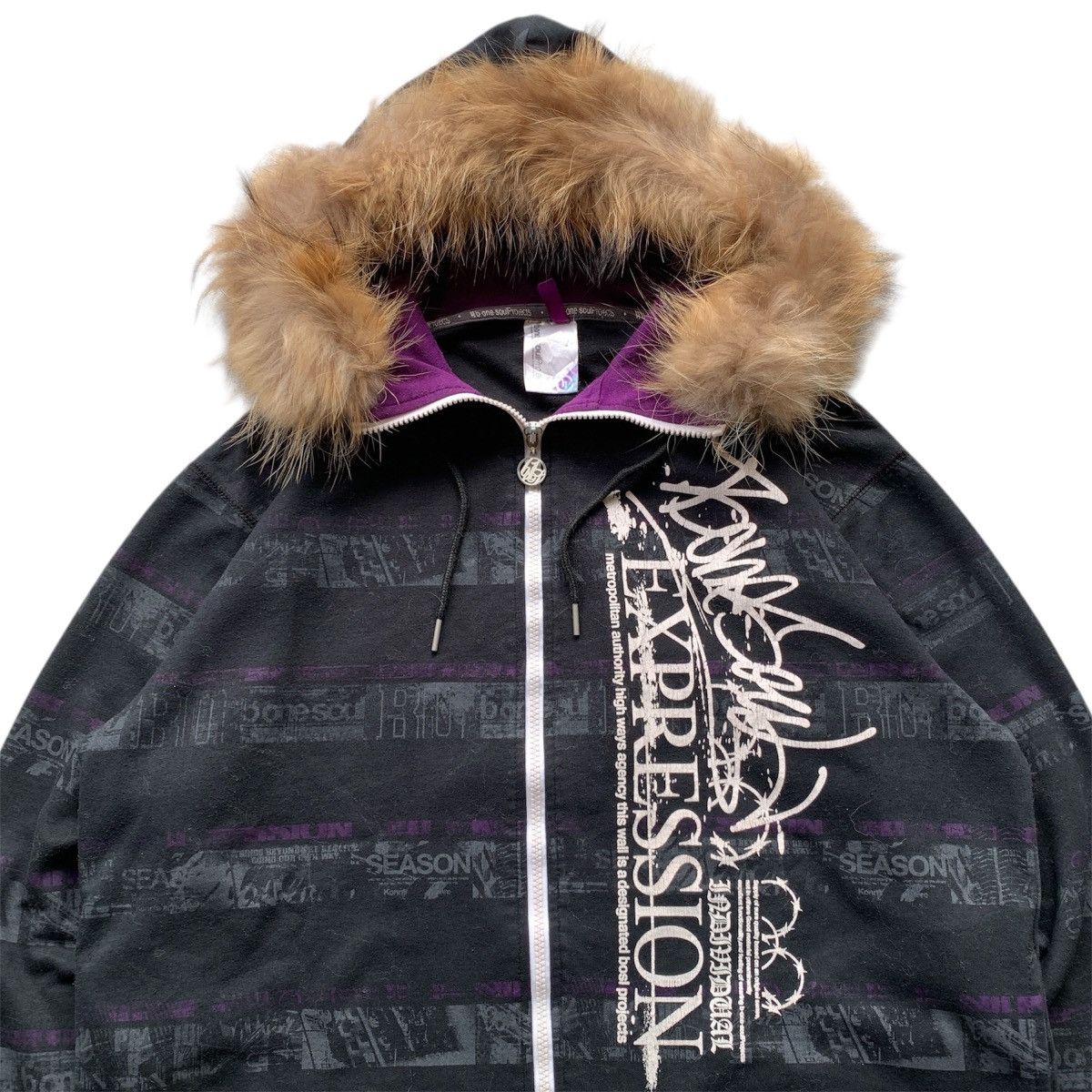 Le Grande Bleu (L.G.B.) Bone Soul Fur Zip Hoodie Ifsix GOA LGB Style Jacket Size US XL / EU 56 / 4 - 2 Thumbnail