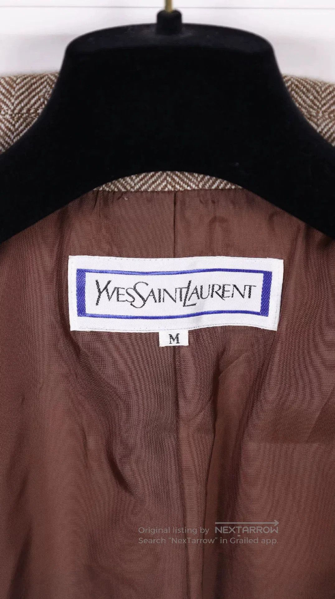 Saint Laurent Paris YSL Brown Herringbone Tweed Blazer. Size M / US 6-8 / IT 42-44 - 9 Thumbnail