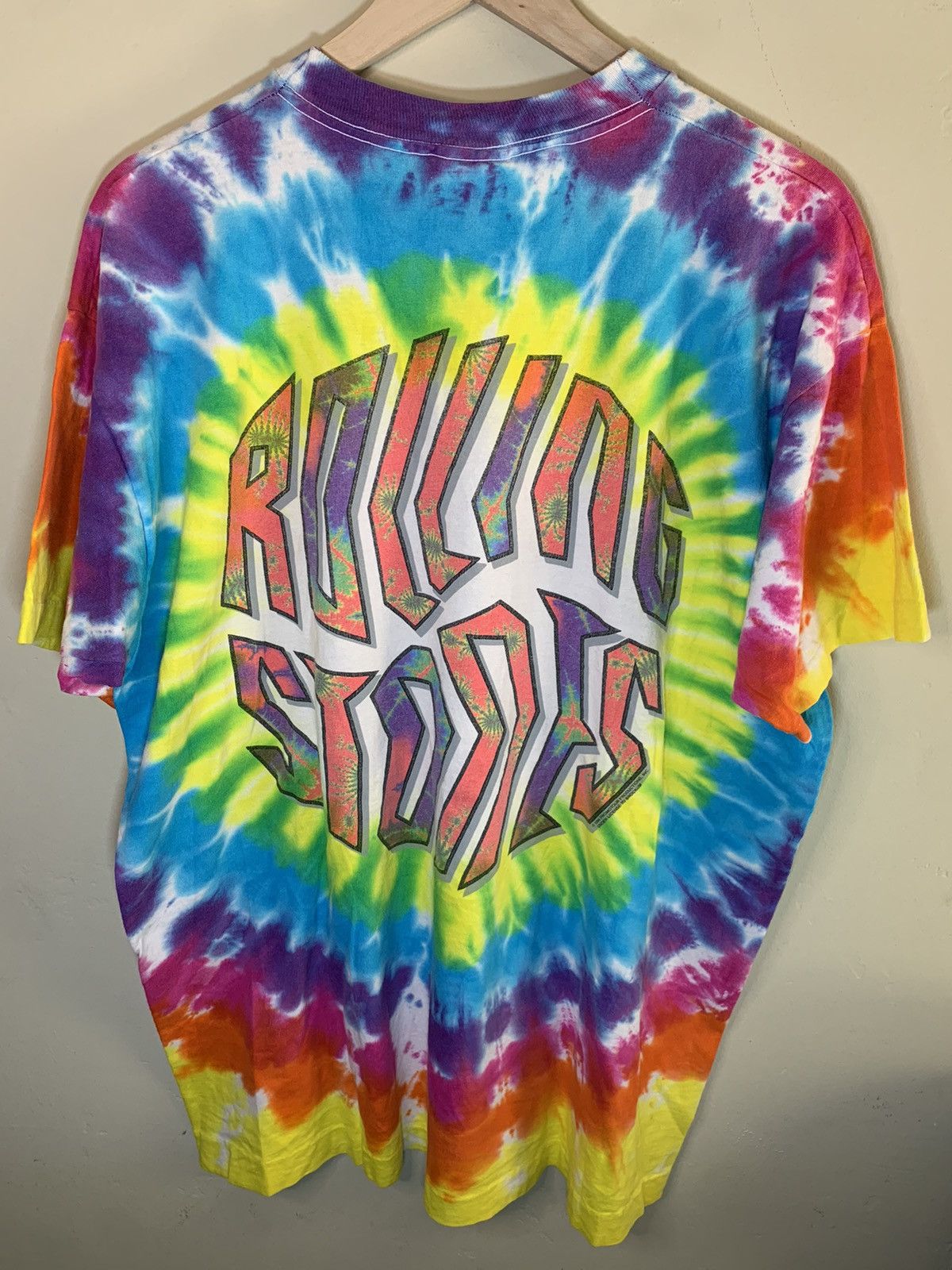Band Tees *RARE* Vintage 1994 Rolling Stones FRACTAL Tie-Dye T-Shirt Size US XL / EU 56 / 4 - 2 Thumbnail