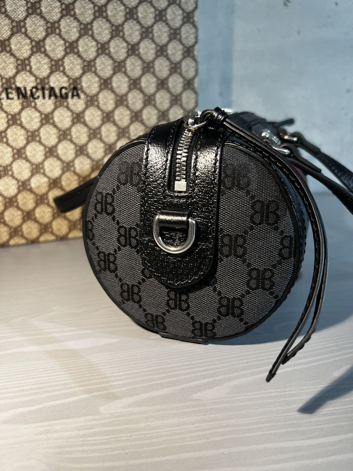 Gucci Gucci x Balenciaga Black Monogram Jacquard Canvas Hacker bag Size ONE SIZE - 8 Thumbnail