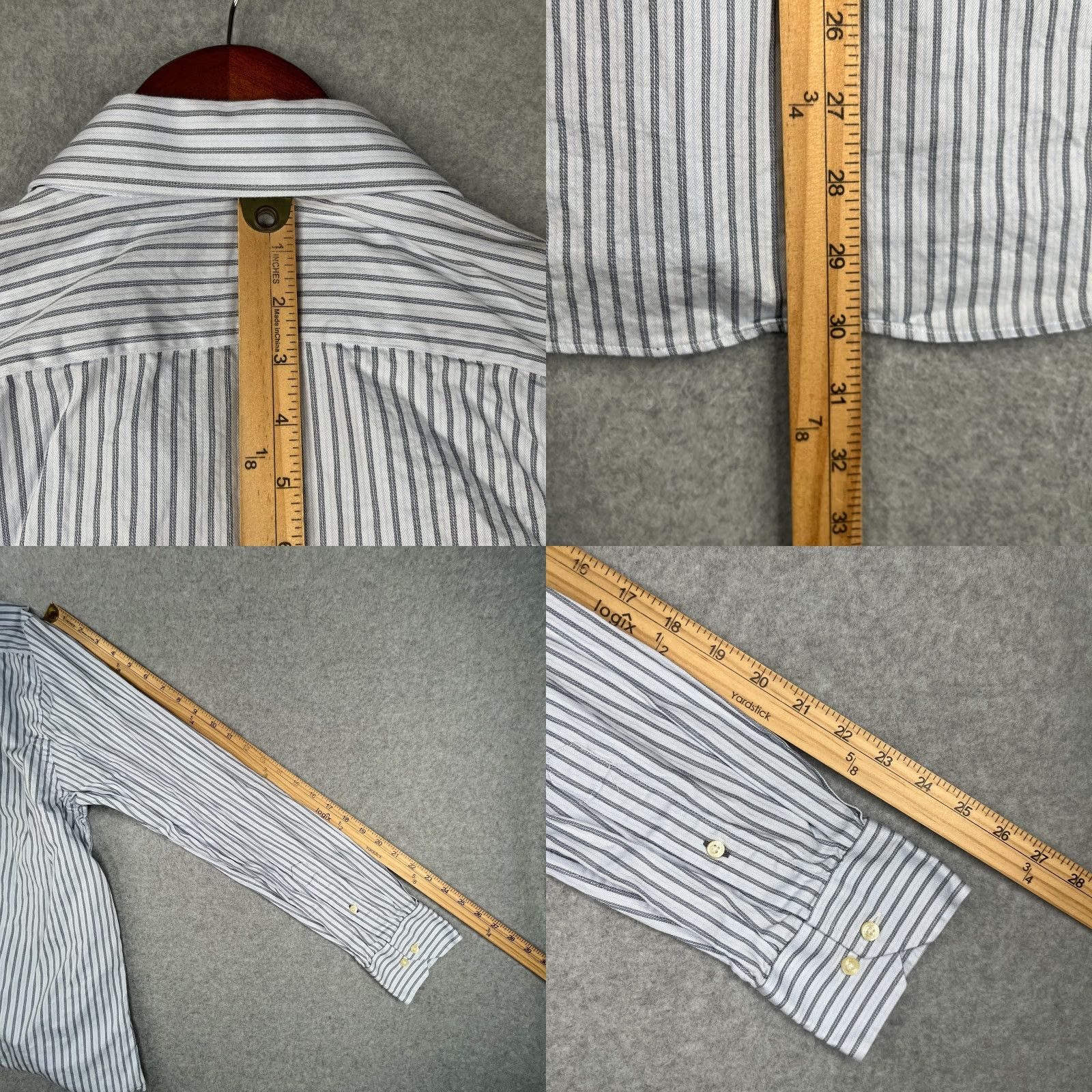 Tommy Bahama Tommy Bahama Shirt Dress Shirt White Gray Striped Long Sleeve Button Up Collared Mens Regular 17 Casual Modern Classic Size US XL / EU 56 / 4 - 8 Thumbnail