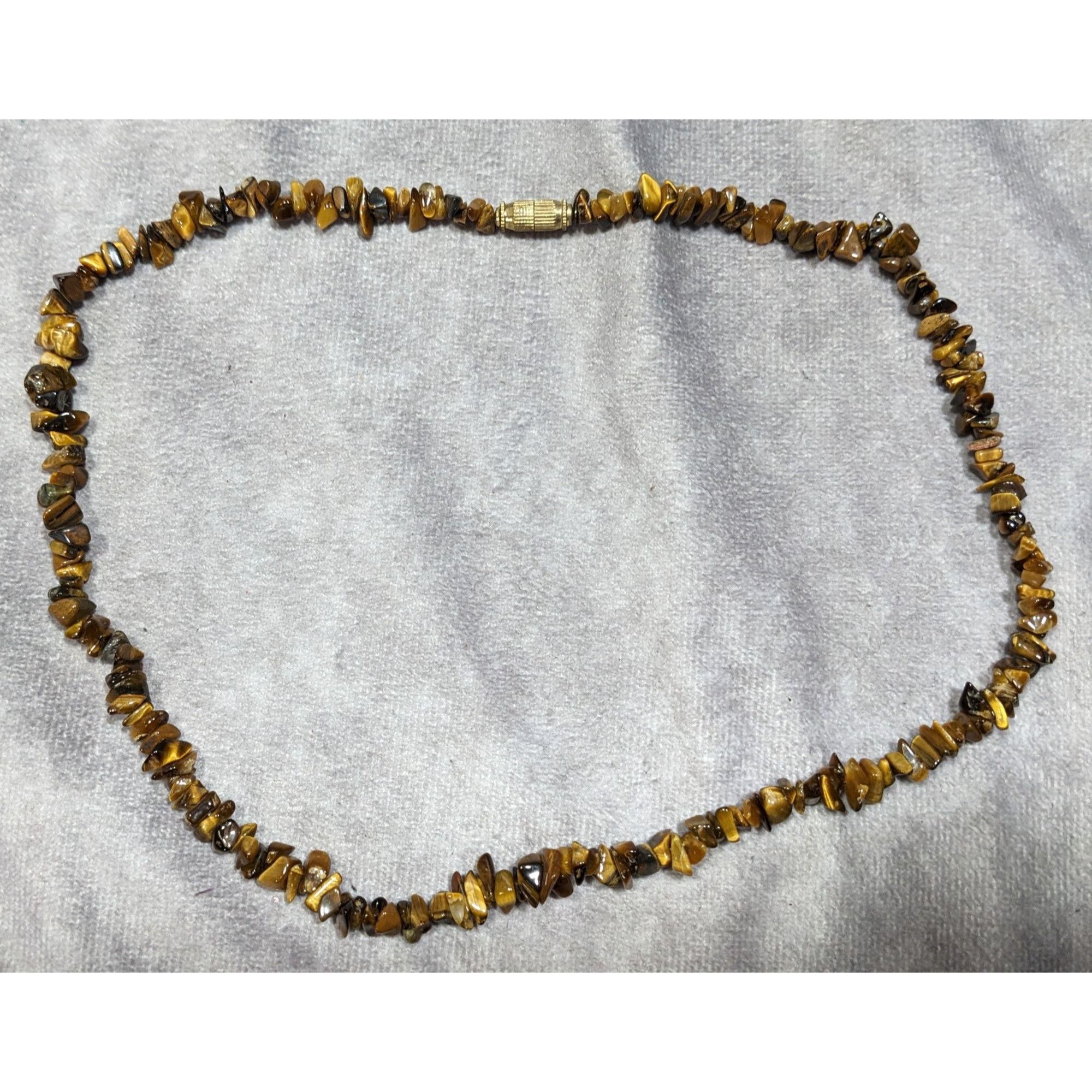 Other Natural Tiger Eye Chip Beaded Necklace With Barrel Clasp Size ONE SIZE - 6 Thumbnail
