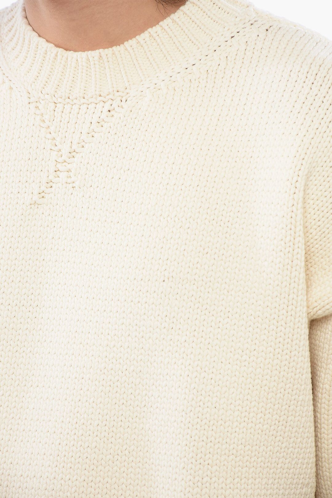 Jil Sander og1mm0625 Crewneck Chunky Cotton Blend Sweater in Off White Size US M / EU 48-50 / 2 - 3 Thumbnail