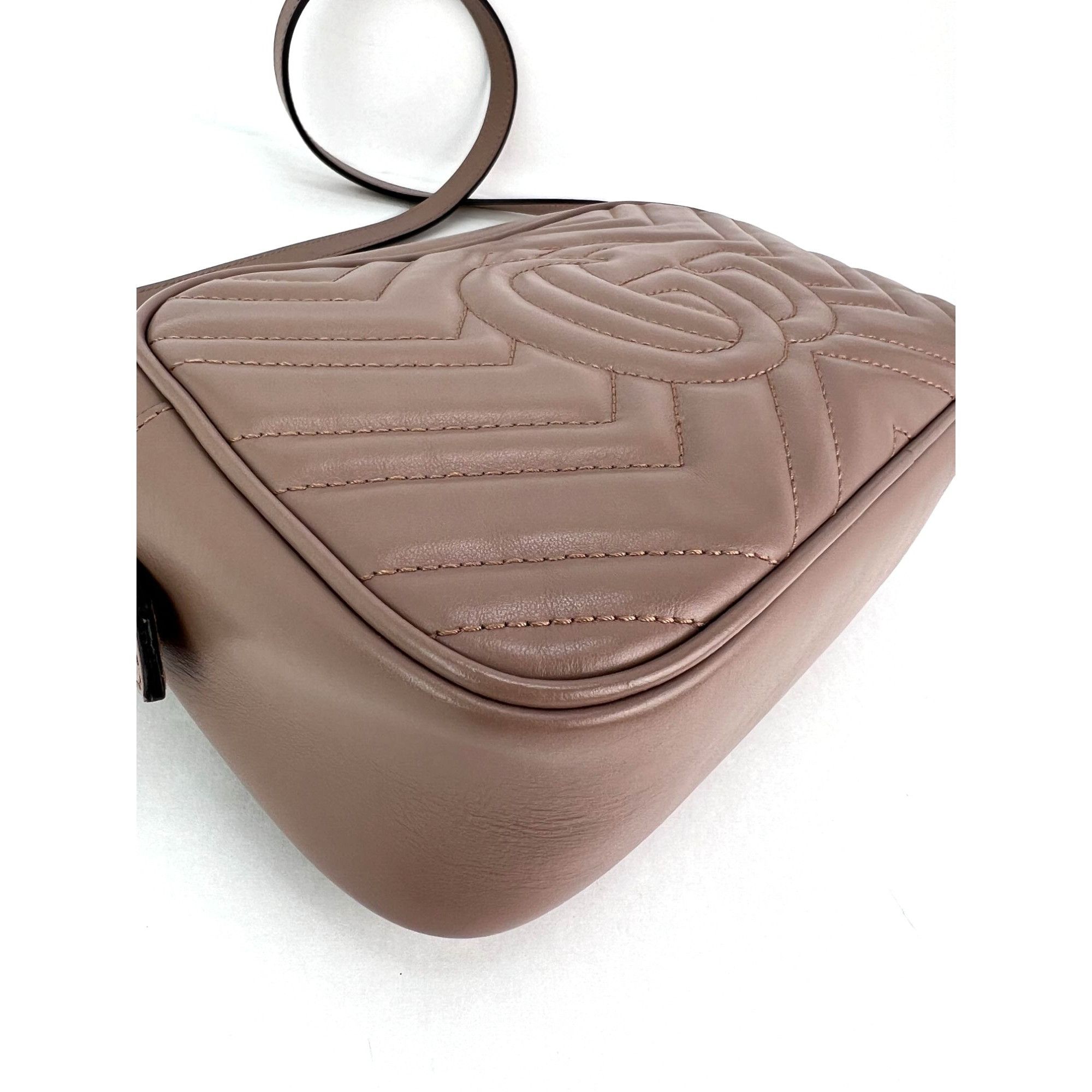 Gucci Gucci GG Marmont Small Chain Beige Matelasse Leather Crossbo Size ONE SIZE - 11 Thumbnail