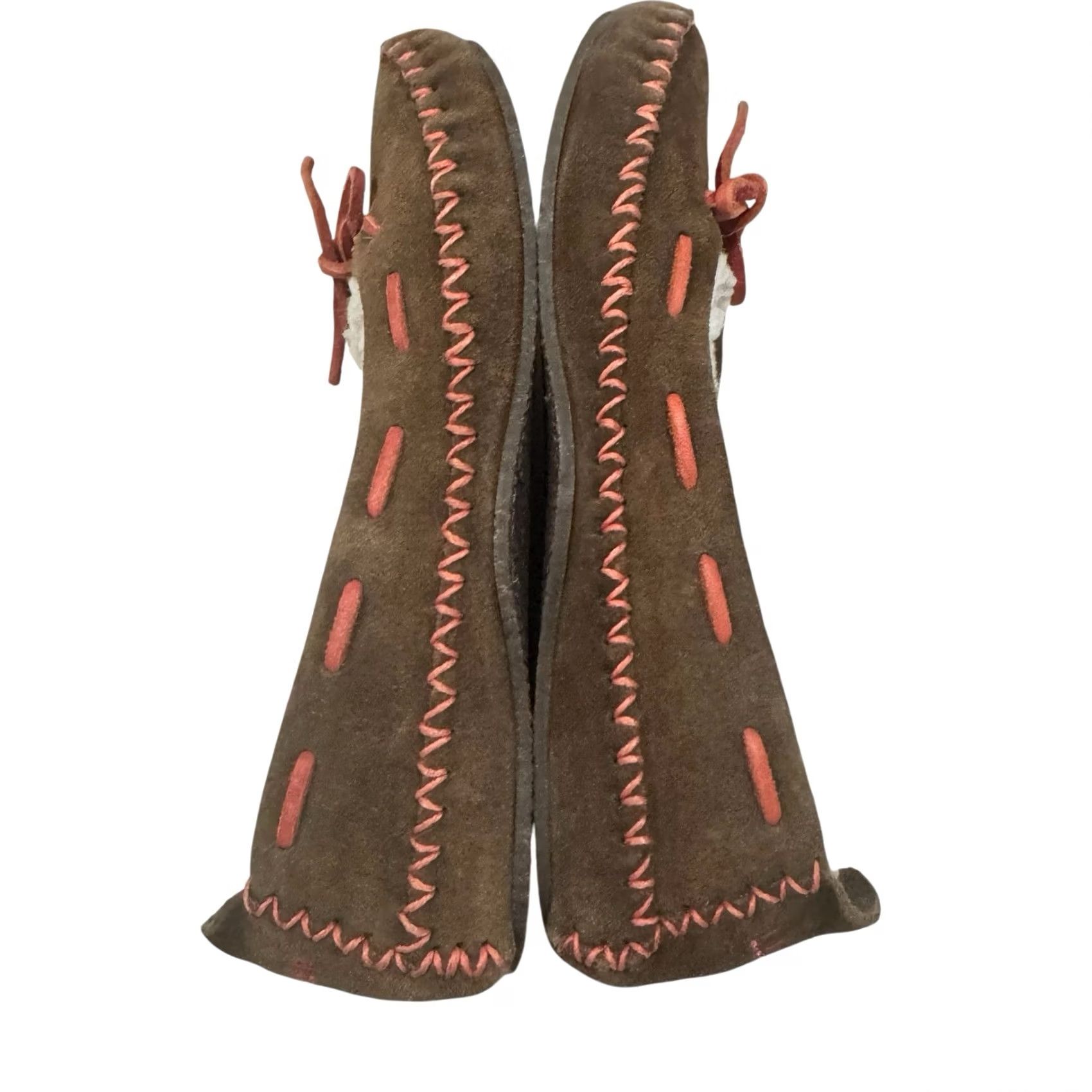 Vintage LL Bean Hearthside Slippers Brown/Pink Suede Moccasin Fleece Slipper Women M Sneaker? Size S / US 4 / IT 40 - 5 Thumbnail