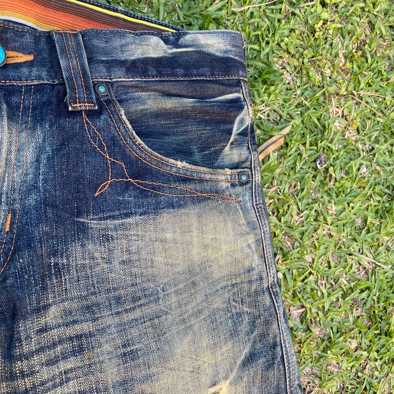 Edwin Vintage Edwin Buffalo Blue Trip Distressed Flare Jeans LGB Size US 34 / EU 50 - 16 Thumbnail