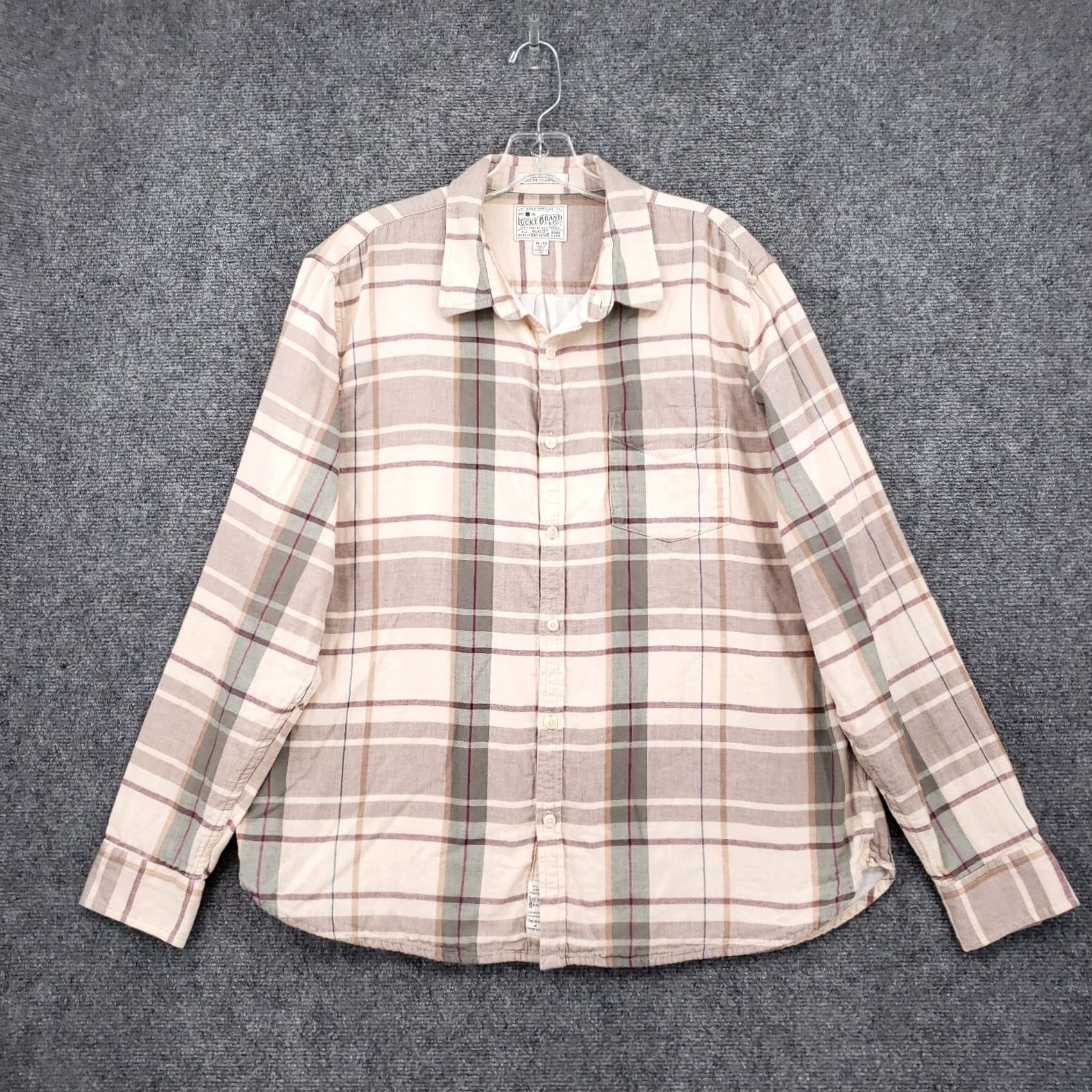 Lucky Brand Lucky Brand Shirt Mens XL Beige Button Classic Fit Long Sleeve Size US XL / EU 56 / 4 - 2 Thumbnail