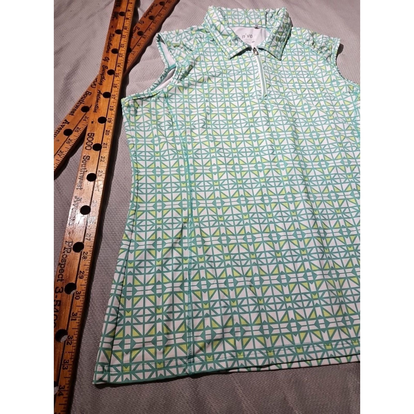 Vintage Nivo Shirt Womens L Golf Polo White Green Zip Collar Athletic Stretch Top Size L / US 10 / IT 46 - 4 Thumbnail