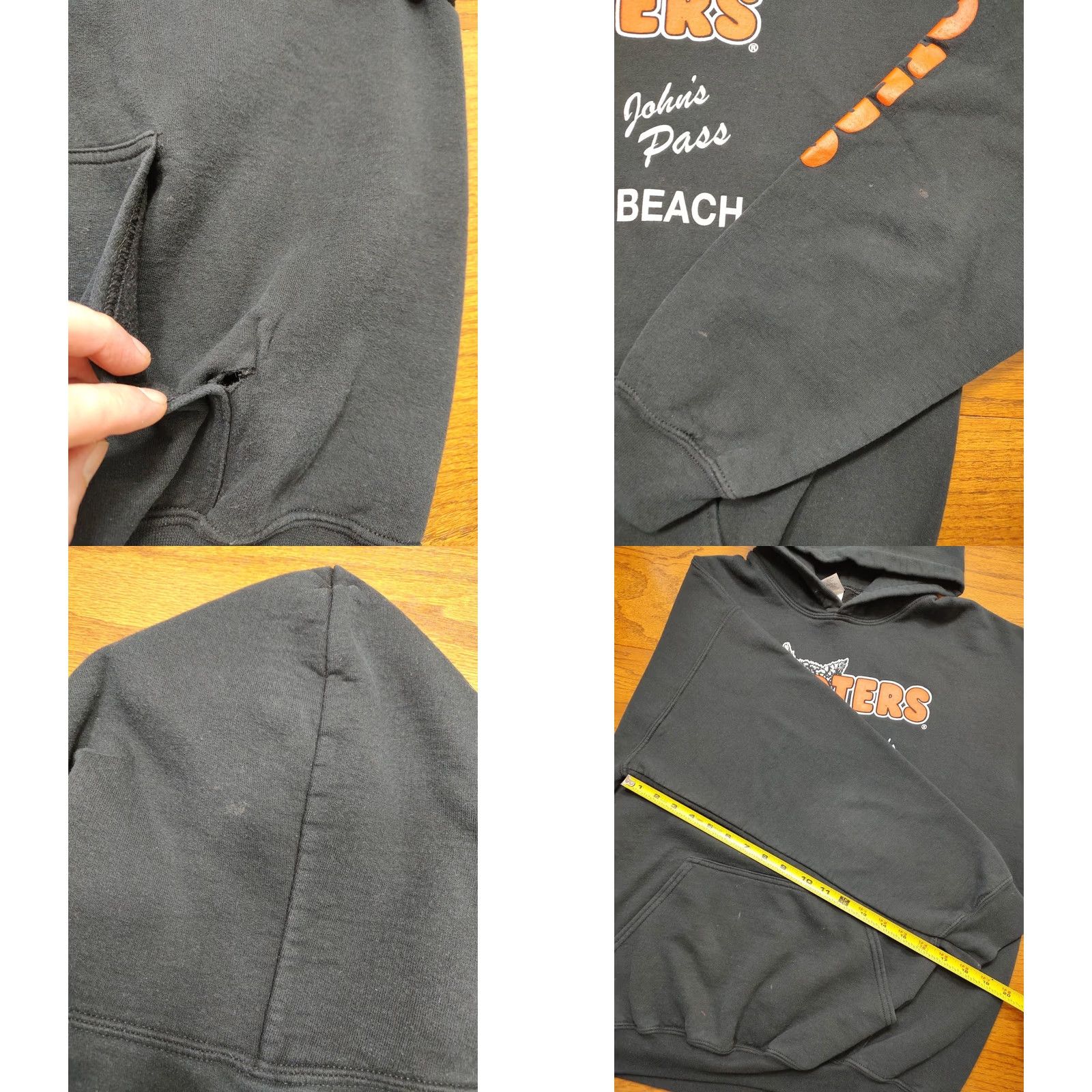 Gildan VINTAGE Hooters Hoodie Maderia Beach Florida Gildan Heavy Mens L Black Size US L / EU 52-54 / 3 - 8 Thumbnail