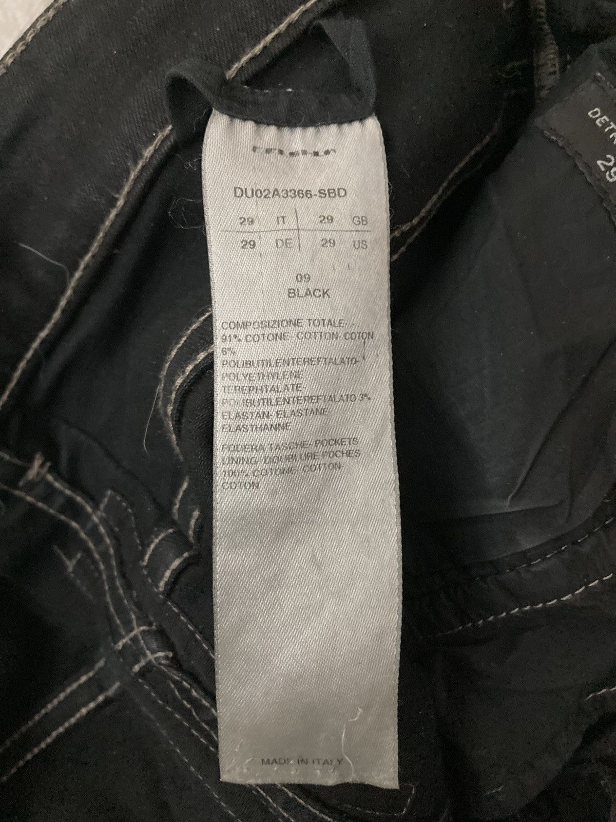 Rick Owens Drkshdw Rick Owens Black Foil Slash Stretch Denim Size US 29 - 13 Thumbnail