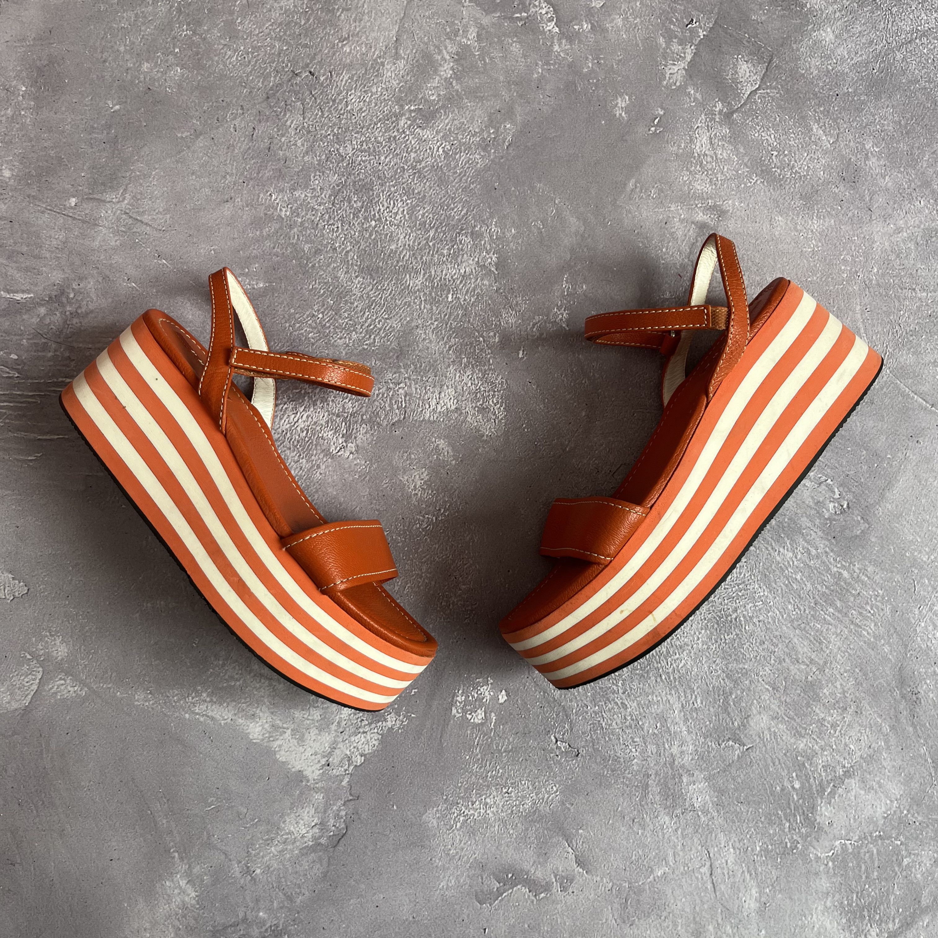Prada Rare Prada Orange Platform Espadrille Sandals Size 37.5 Size US 7.5 / IT 37.5 - 2 Thumbnail