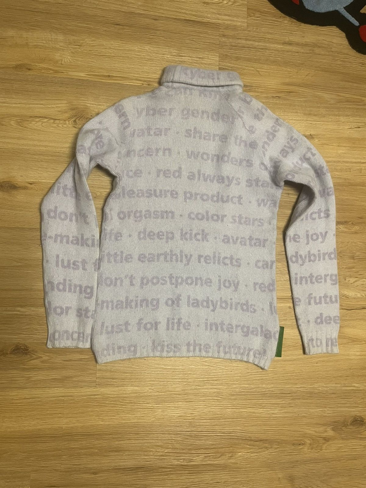 Walter Van Beirendonck AW 94 ? W&LT turtle neck poem knit sweater Size US M / EU 48-50 / 2 - 2 Thumbnail