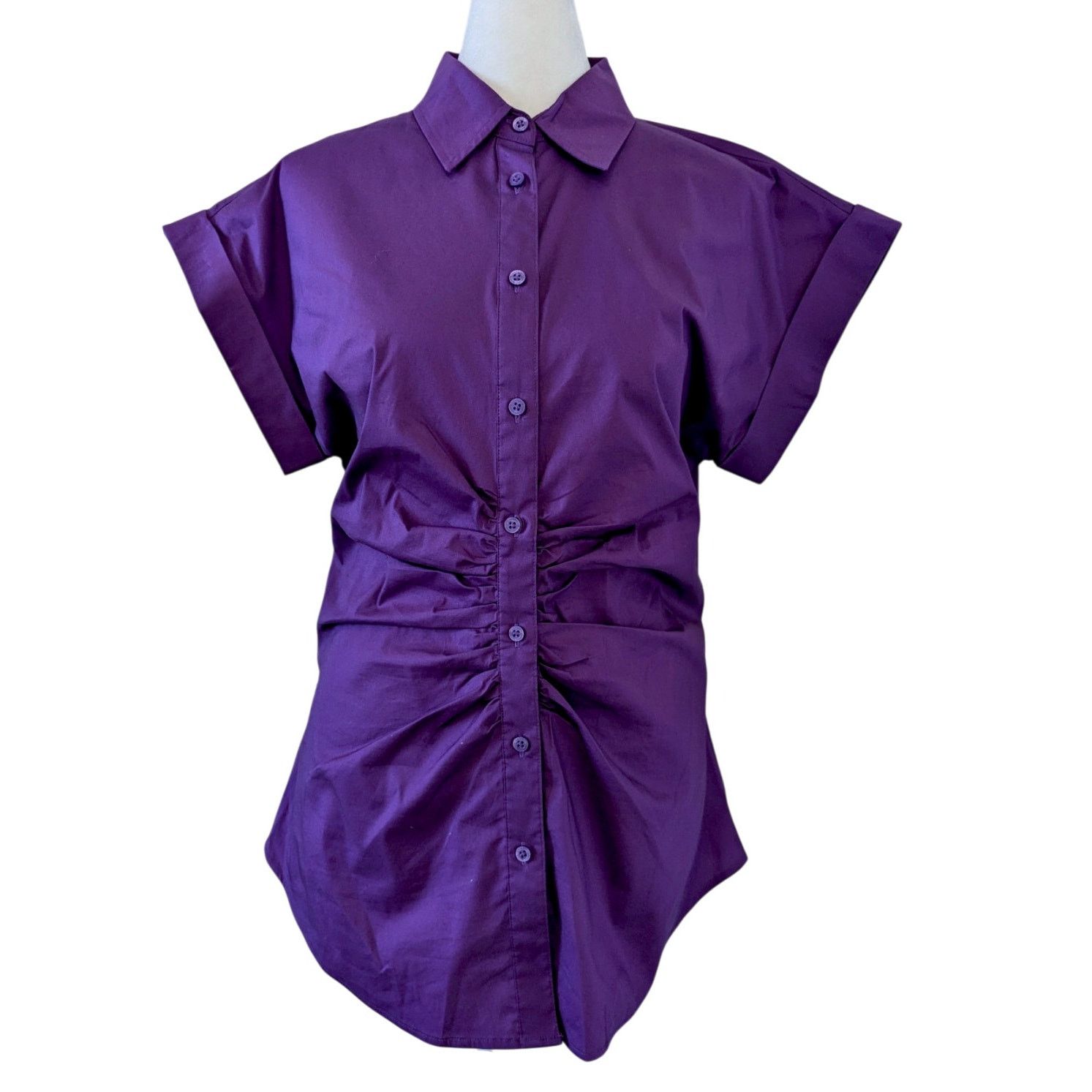 Lauren Ralph Lauren Lauren Ralph Lauren Pleated Purple Button Up Top Sz 6 Size M / US 6-8 / IT 42-44 - 2 Thumbnail