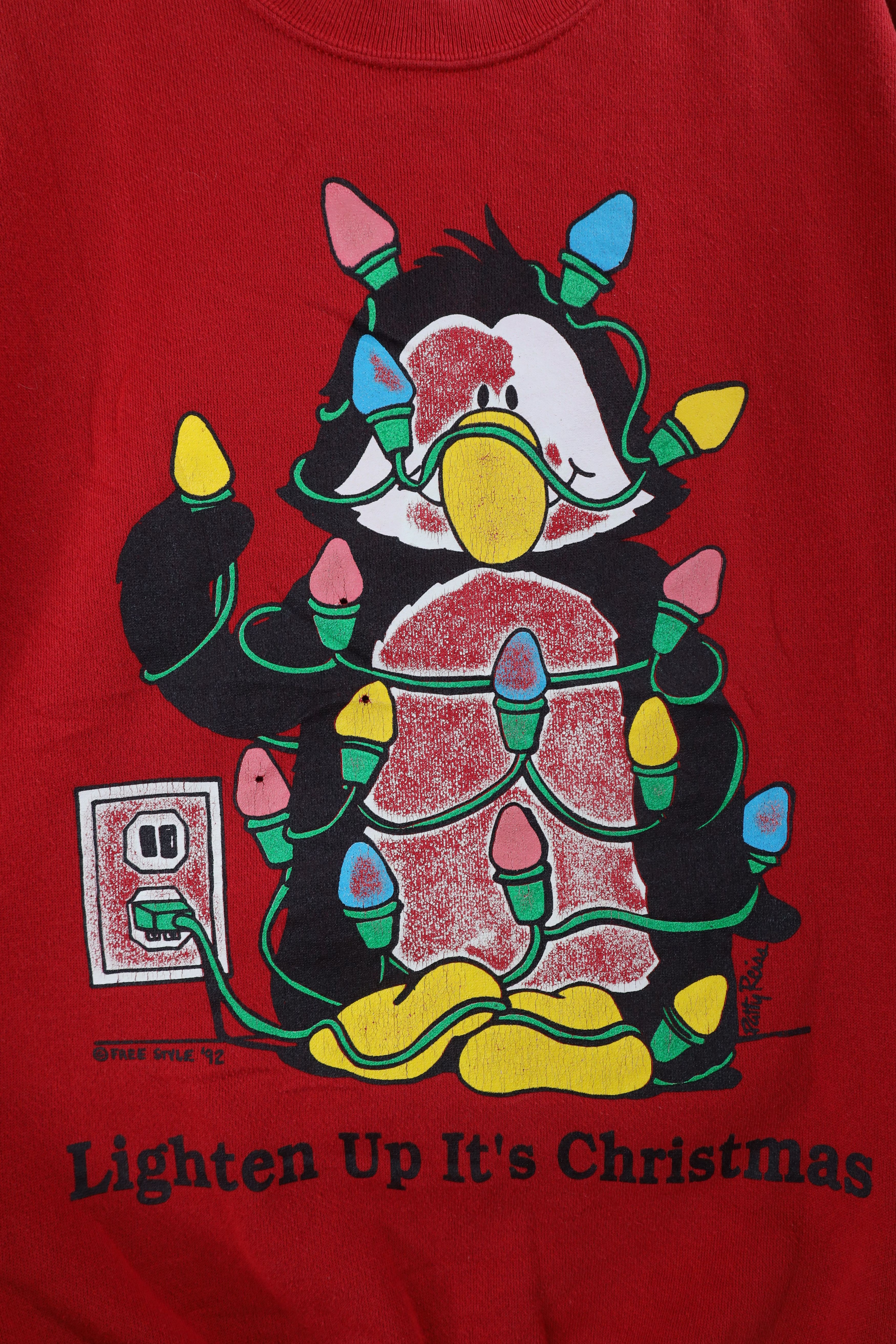 Vintage Vintage 90s Streetwear Christmas Lighten Up Sweatshirt USA Size L / US 10 / IT 46 - 4 Thumbnail