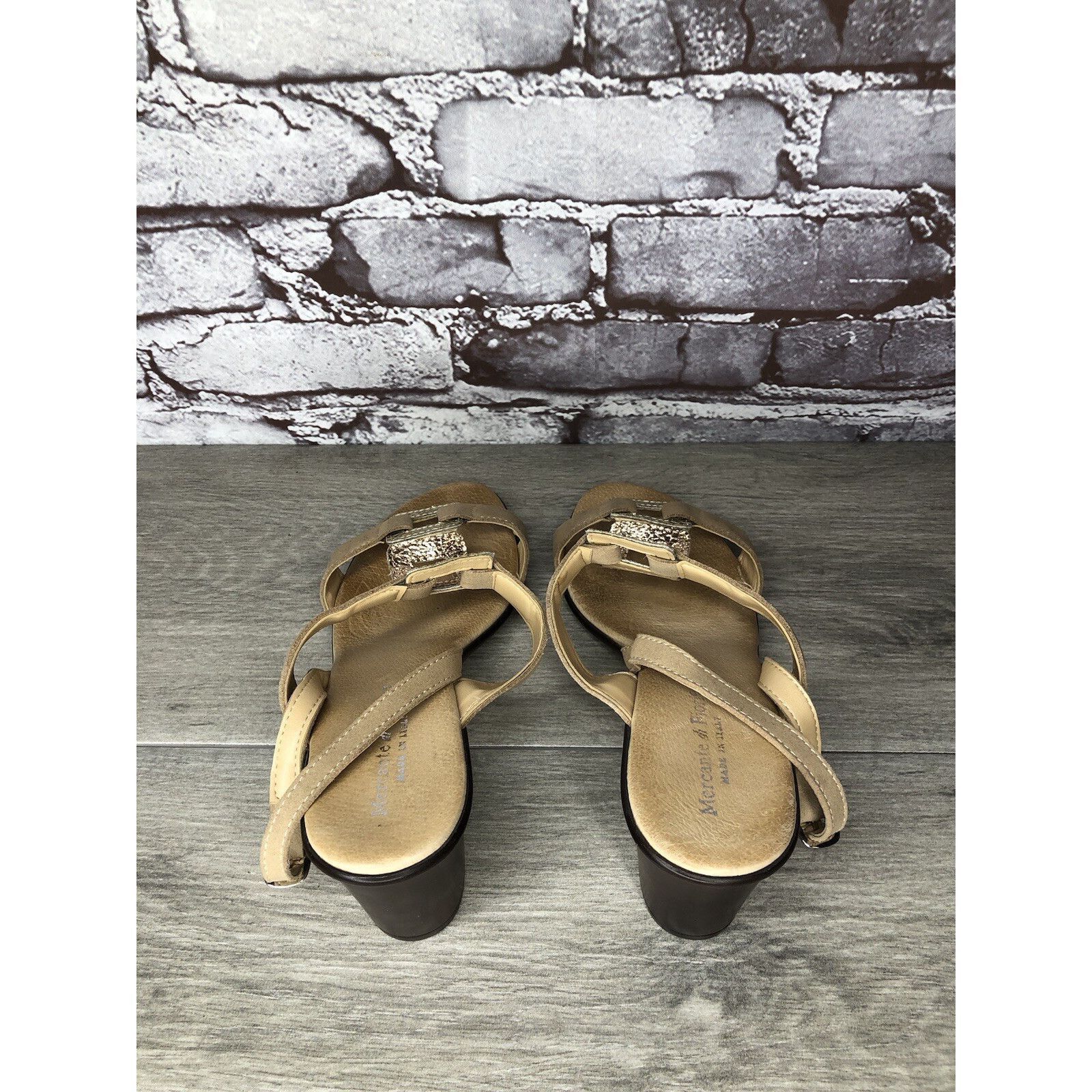 Other Mercante Di Fiori Tan Leather Ankle Strap Heel Sandals Women Size US 7.5 / IT 37.5 - 5 Thumbnail