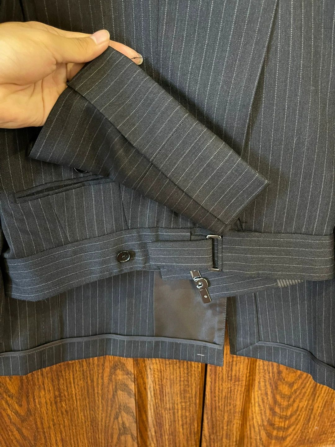 Tom Ford Tom Ford Gray Pinstripe Slim Handmade Suit 46 IT Size 46R - 4 Thumbnail