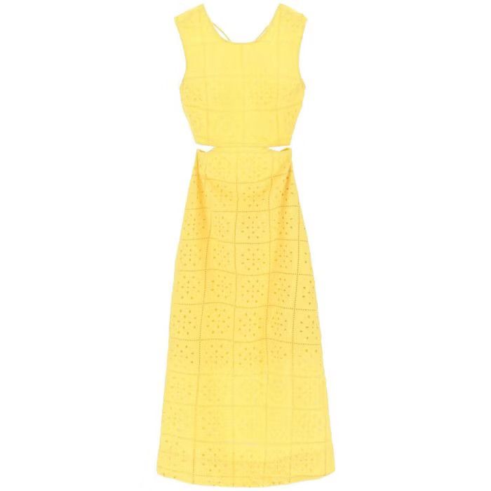 image of Ganni O1S22I1N0524 Broderie Maxi Dress In Yellow, Women's (Size XS)