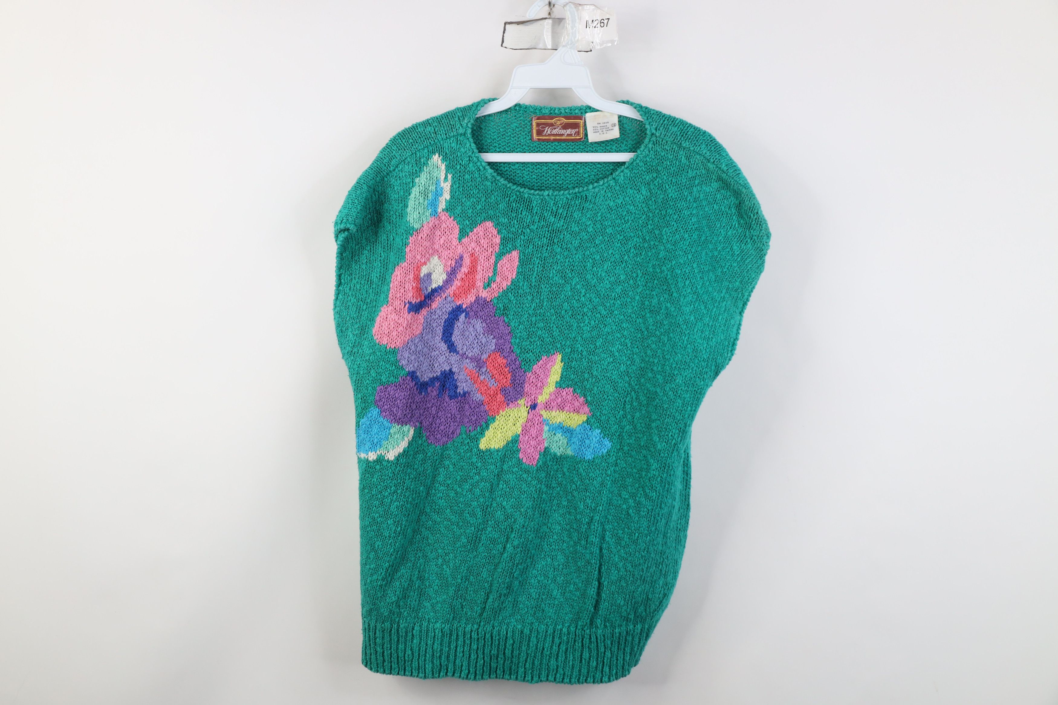 Vintage Vintage 80s 90s Streetwear Flower Dolman Sleeve Knit Sweater Size XXL / US 16-18 / IT 52-54 - 1 Thumbnail