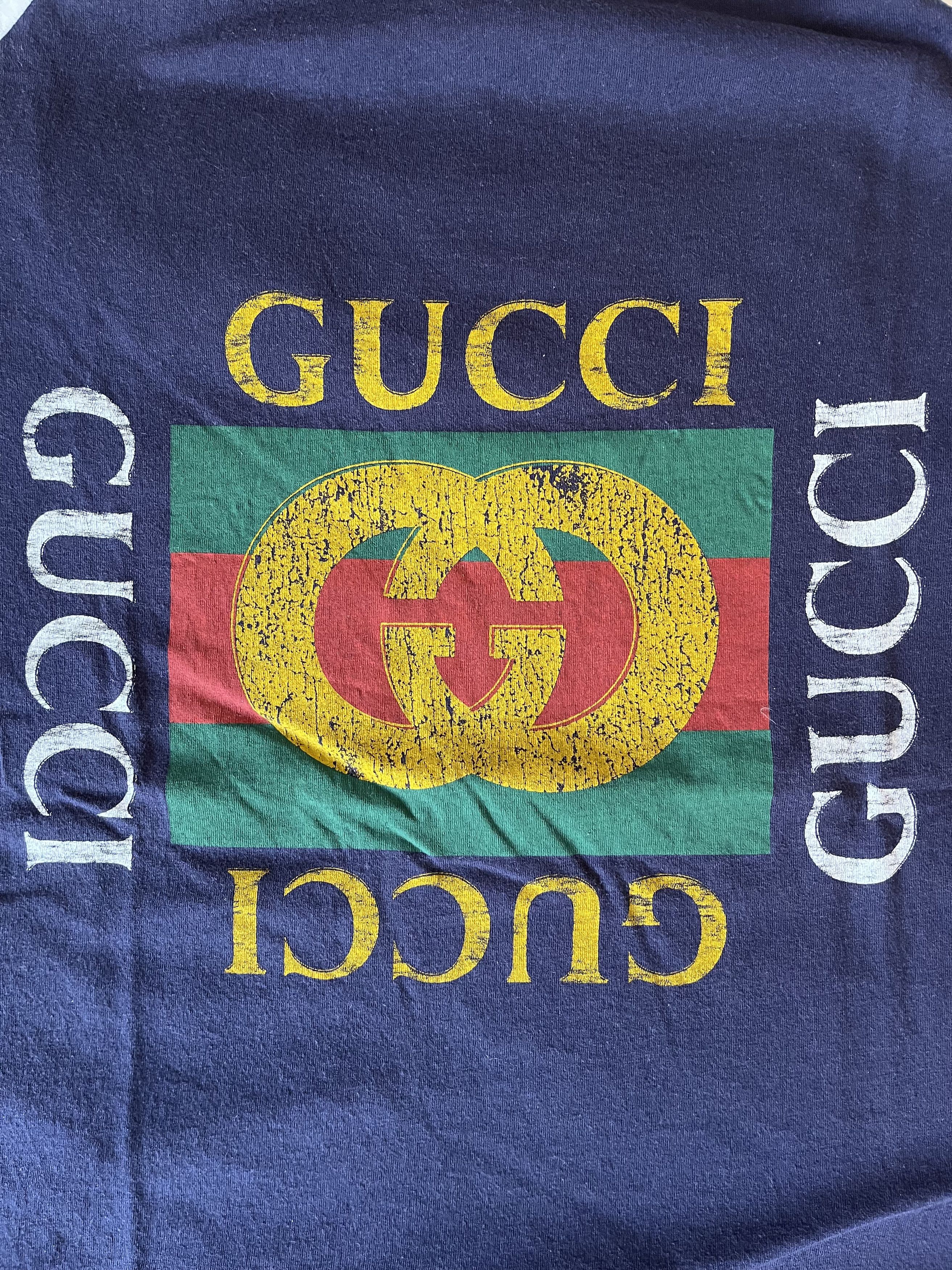 Gucci Gucci Navy Raglan Modern Future Logo T-Shirt Size US M / EU 48-50 / 2 - 3 Thumbnail