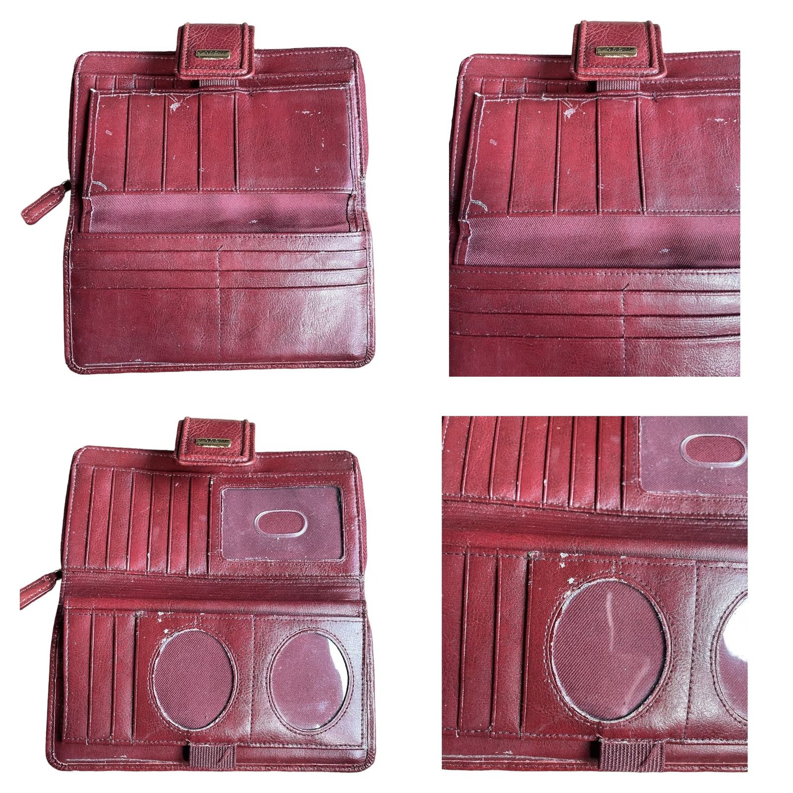 Fossil VINTAGE Fossil Madison Full Zip Clutch Women’s Leather Wallet Red Credit Card Holder Size ONE SIZE - 10 Thumbnail