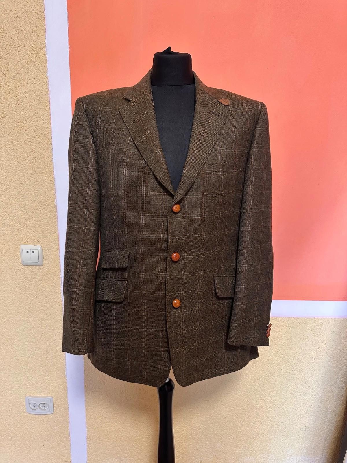 Burberry London Wool Tweed Plaid Sport Coat Blazer Jacket 52
