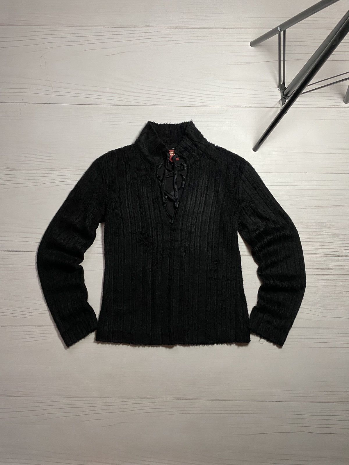 Miss Sixty Vintage Miss Sixty faux mohair Fuzzy Lace-Up Knit Sweater Size L / US 10 / IT 46 - 1 Thumbnail