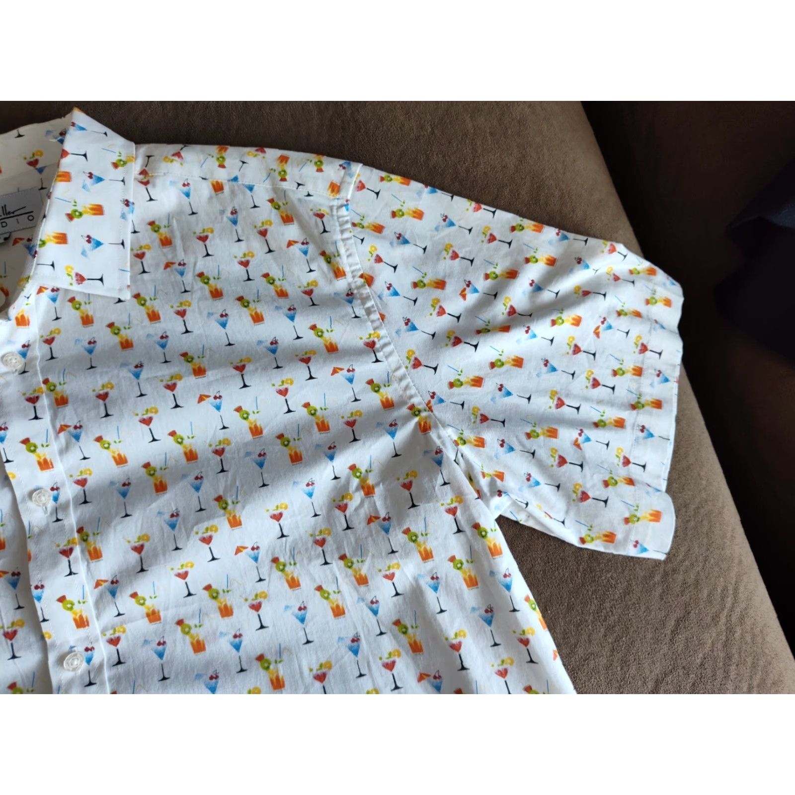 Nicole Miller NICOLE MILLER Studio Button-Up Shirt Mens Short Sleeve Cocktail Print 2XL White Mixed Drinks Size US XXL / EU 58 / 5 - 5 Thumbnail