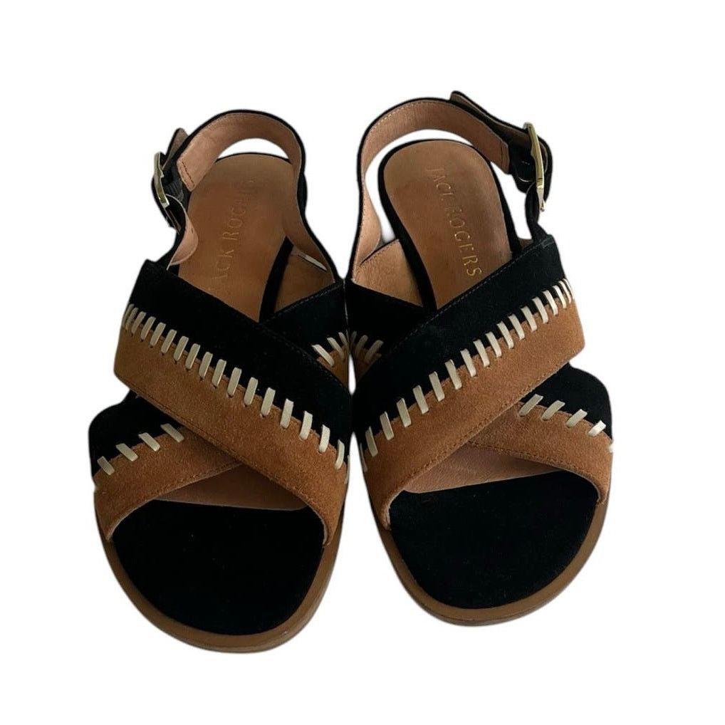 Jack Rogers Jack Rogers Amelia City Block stitched suede heel sandals Size US 7.5 / IT 37.5 - 4 Thumbnail