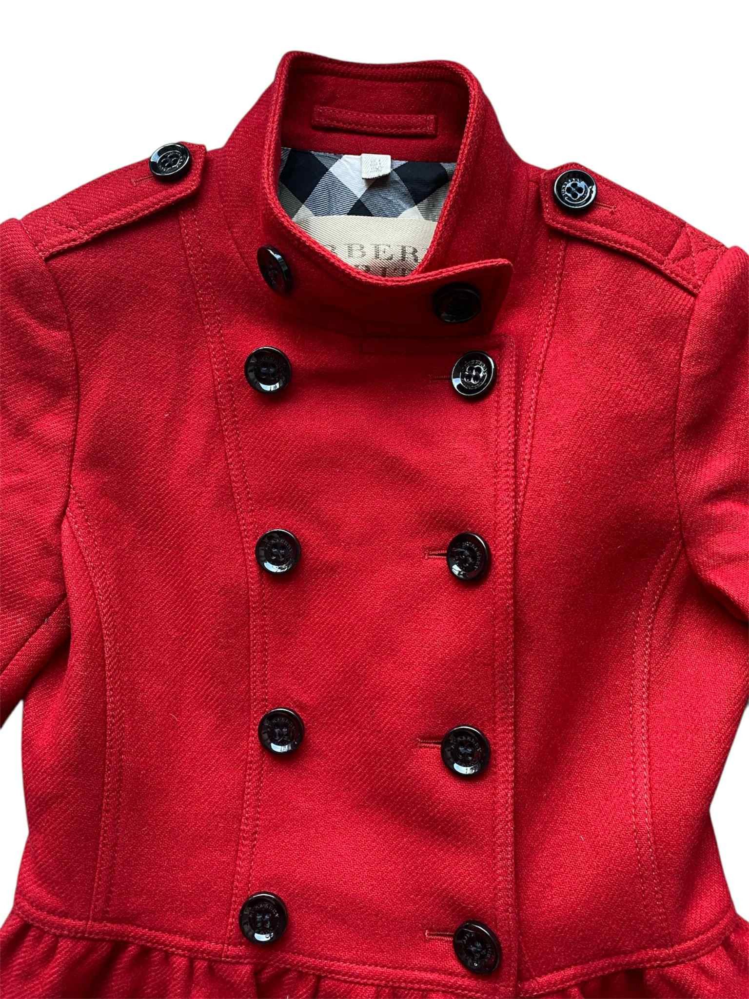 Burberry Burberry Brit Women Wool Red Peacoat Buttons Size S / US 4 / IT 40 - 3 Thumbnail